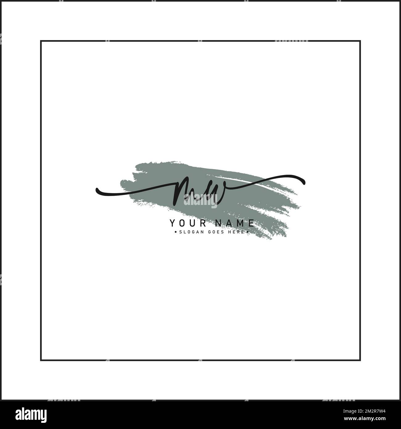 MW Simple Signature Logo - modello di logo vettoriale Watercolor per logo M e W. Illustrazione Vettoriale