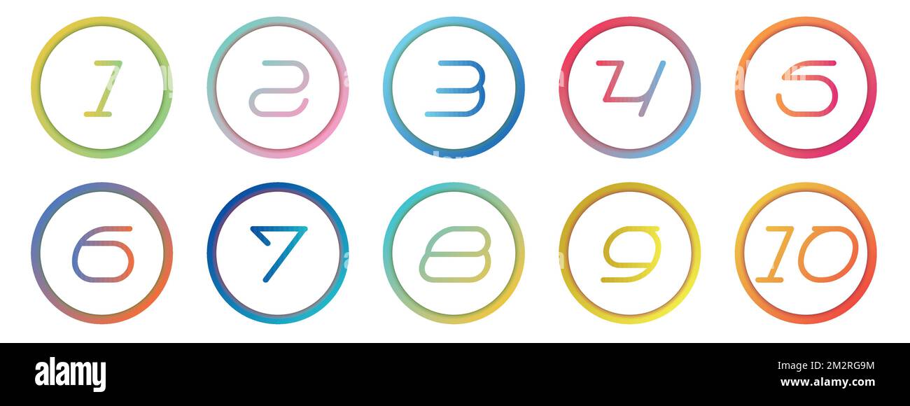 Numero Info-punto puntato grafico da 1 a 10 vettore, numeri forma freccia, numeri infografica freccia Illustrazione Vettoriale