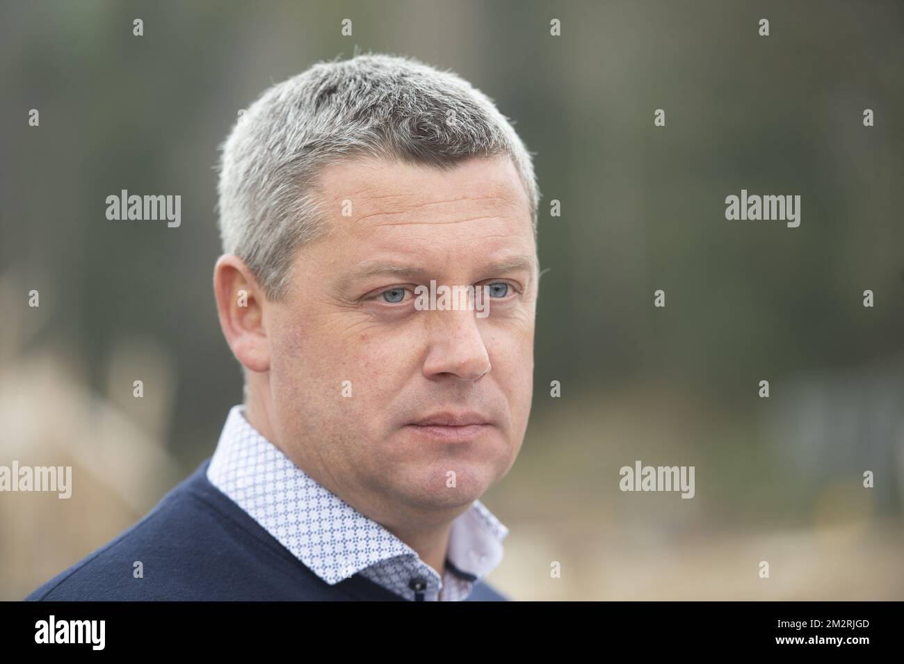 Capo del gruppo CDH Dimitri Fourny, nella foto di un momento di stampa, a Neufchateau, domenica 24 marzo 2019. Dimitri Fourny ha annunciato che metterà fine al suo carreer come membro del parlamento dopo le elezioni del maggio 26th. Pochi giorni fa ha annunciato di essere stato condannato in un caso di frode collegato alle elezioni comunali dello scorso ottobre. FOTO DI BELGA ANTHONY DEHEZ Foto Stock