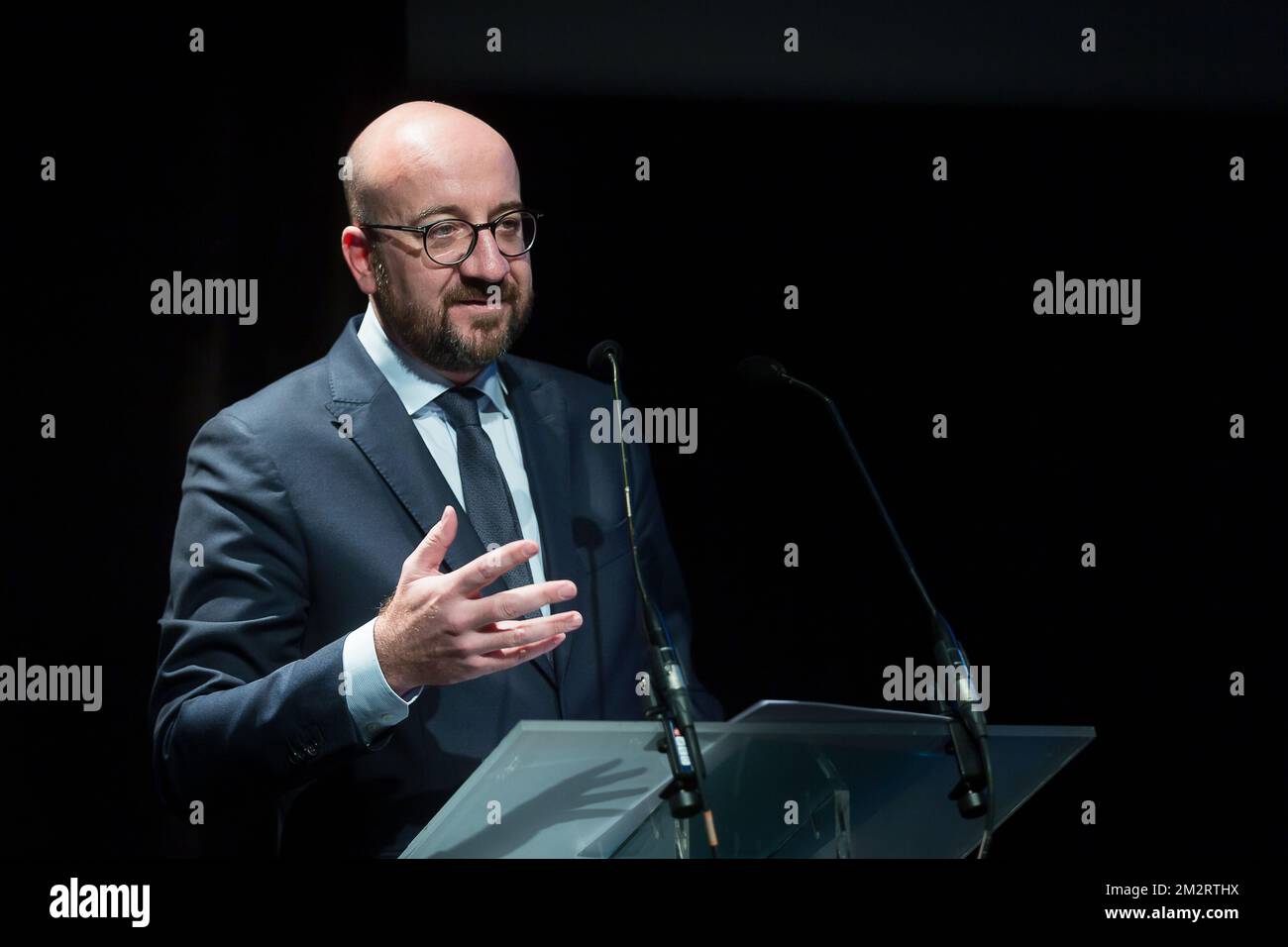 Il primo Ministro del Belgio Charles Michel ha fatto una foto durante una cerimonia reale in occasione del 20th° anniversario di Enabel, l'agenzia belga per lo sviluppo, mercoledì 03 aprile 2019 a Bruxelles. FOTO DI BELGA JAMES ARTHUR GEKIERE Foto Stock