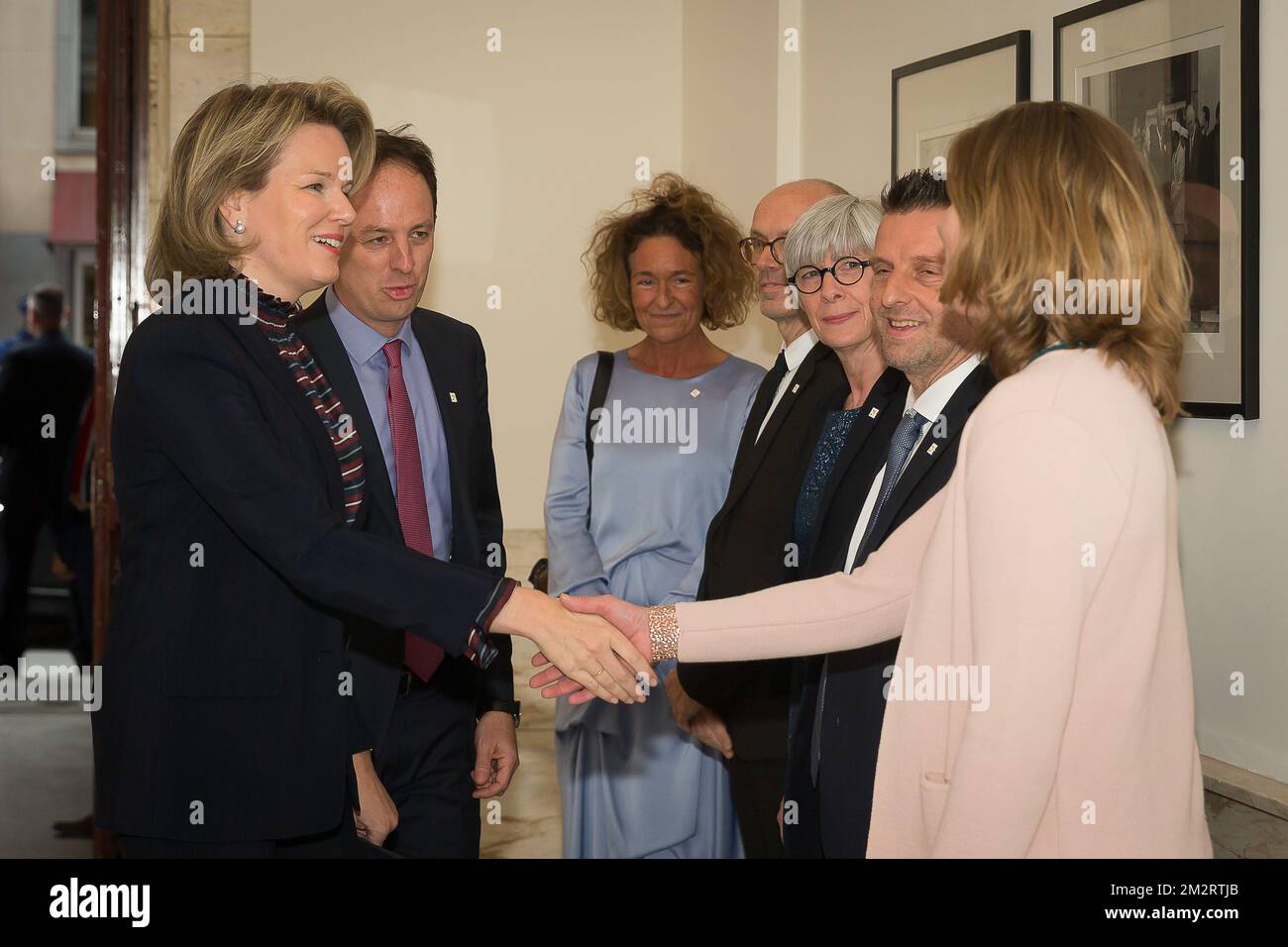 La regina Mathilde del Belgio ha raffigurato durante una cerimonia reale in occasione del 20th° anniversario di Enabel, l'agenzia belga per lo sviluppo, mercoledì 03 aprile 2019 a Bruxelles. FOTO DI BELGA JAMES ARTHUR GEKIERE Foto Stock