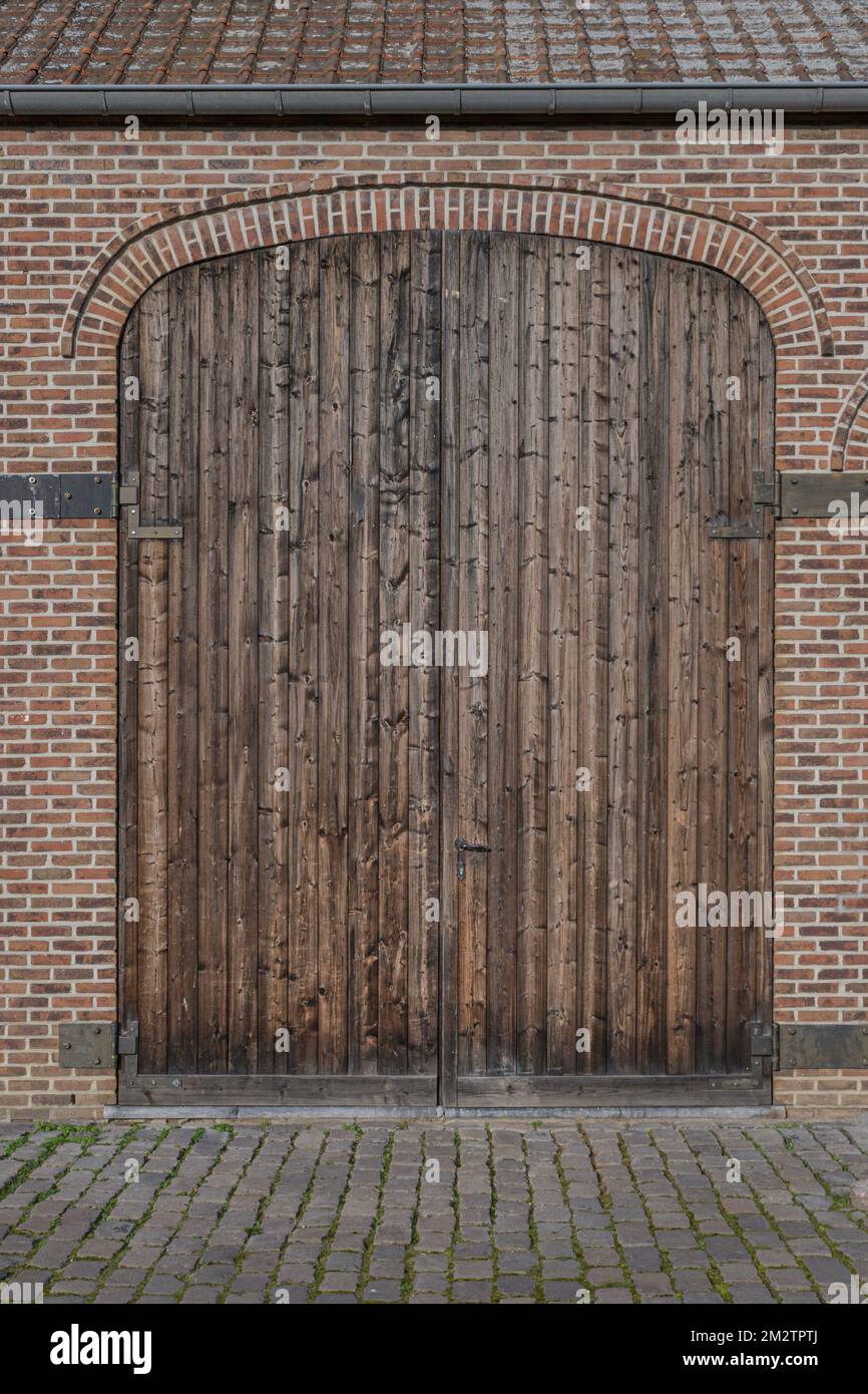 Porte - le porte della tradizionale architettura europea vecchia dei secoli passati. Frontale e simmetrico Foto Stock
