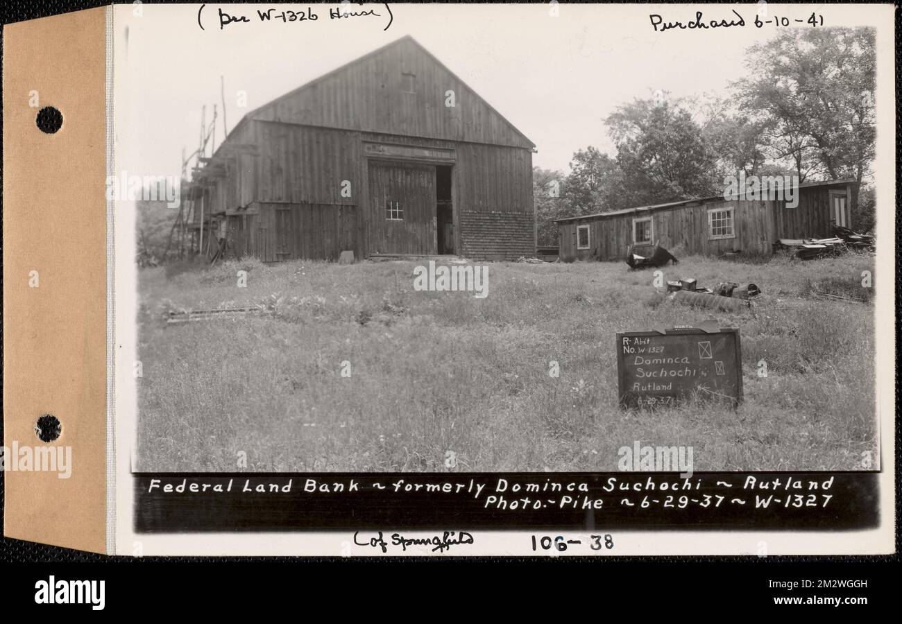 Federal Land Bank, ex Dominica Suchochi, fienile, Rutland, Mass., 29 giugno 1937 : acquistato 10 giugno 1941, Parcel no 106-38 , acquedotto, immobiliare, residence, stalle Foto Stock