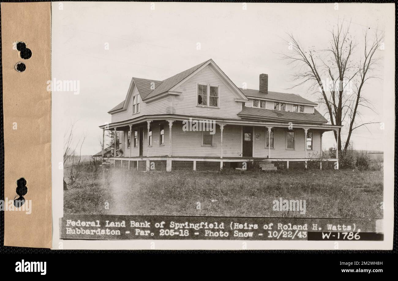 Federal Land Bank of Springfield (eredi di Roland H. Watts), casa, Hubbardston, Mass., ottobre 22, 1943 : Parcel no 205-18 , acquedotto, immobiliare, residenziale Foto Stock