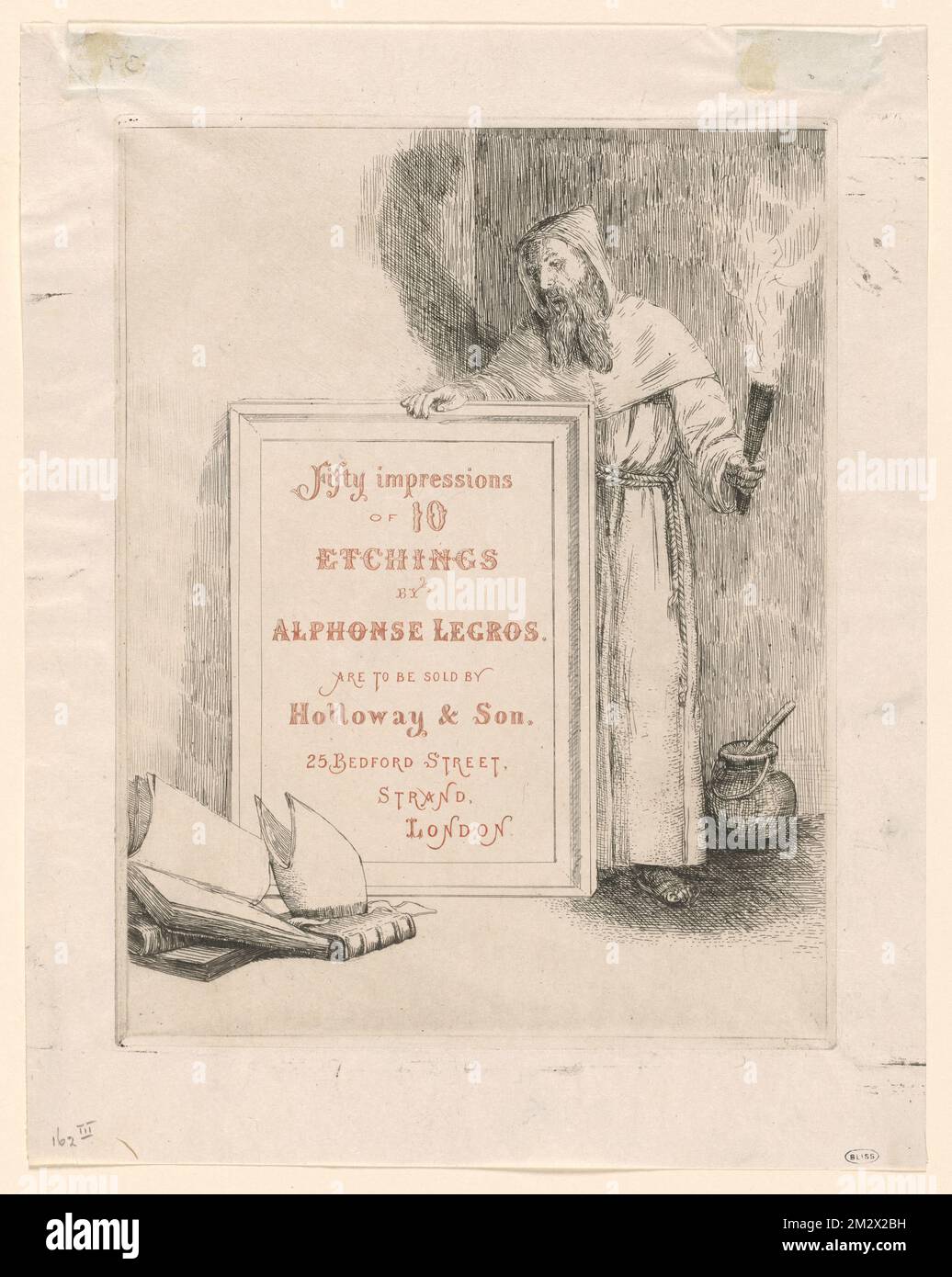 'Fifty Impressions of 10 Etchings' (pagina del titolo della serie pubblicata da Marseille Holloway) , Monks, Torches, Alphonse Legros (1837-1911) Foto Stock