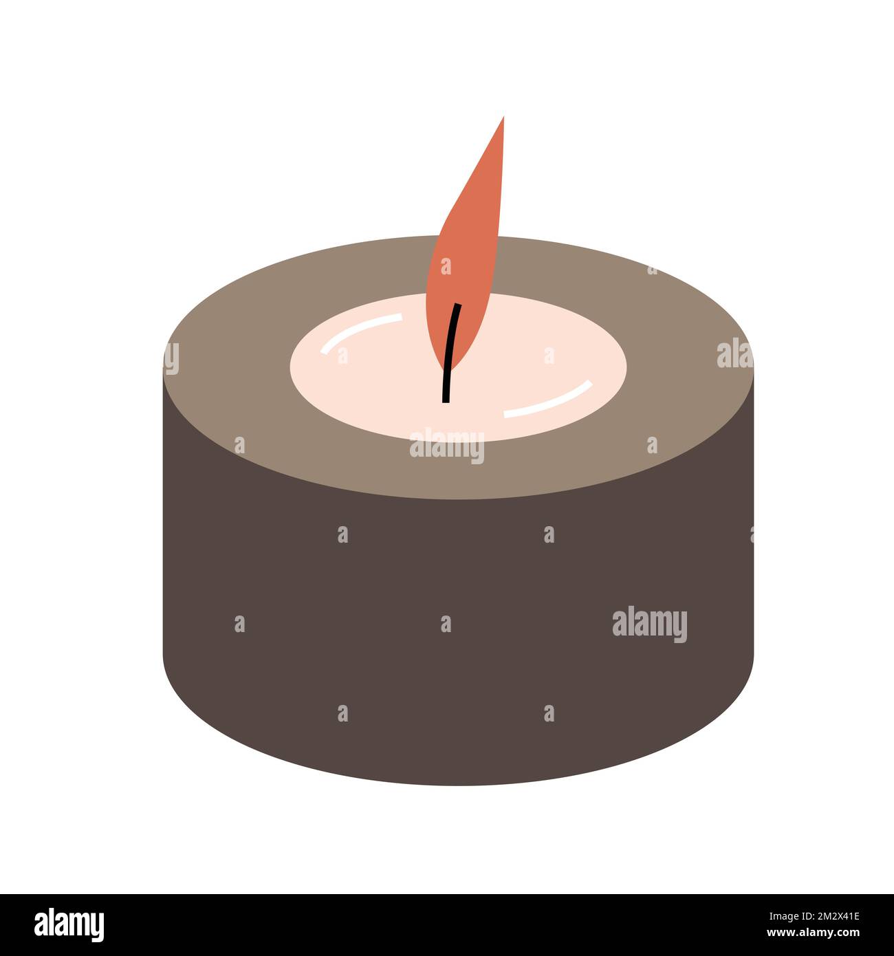 Candela profumata in vaso di cemento, decorazione interna, candela con oli essenziali con stoppino bruciante, illustrazione vettoriale isolata Illustrazione Vettoriale