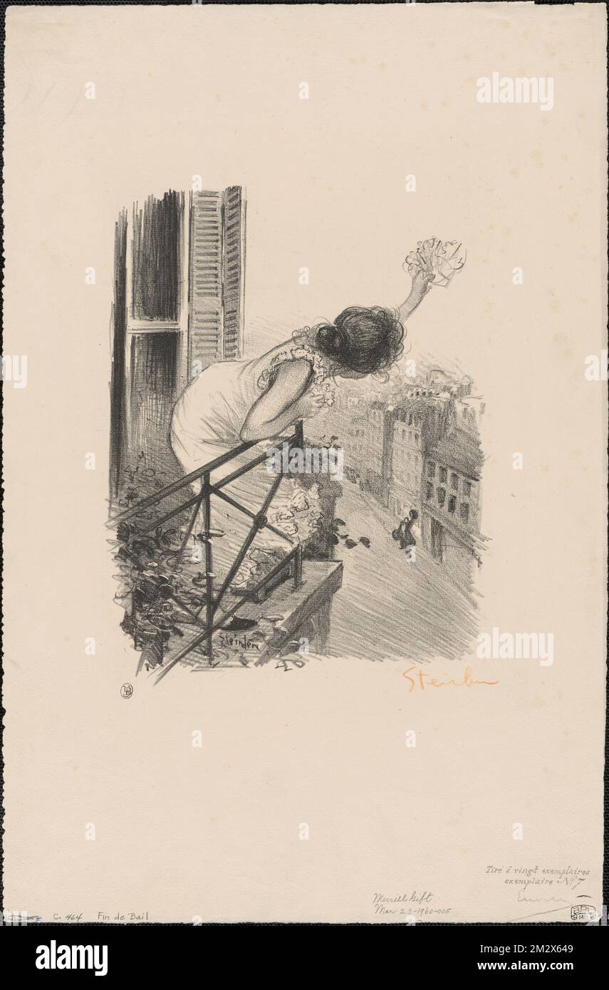 Fin de bail , balconi, vita cittadina e cittadina, Farewells. Théophile Alexandre Steinlen (1859-1923). Litografie Foto Stock