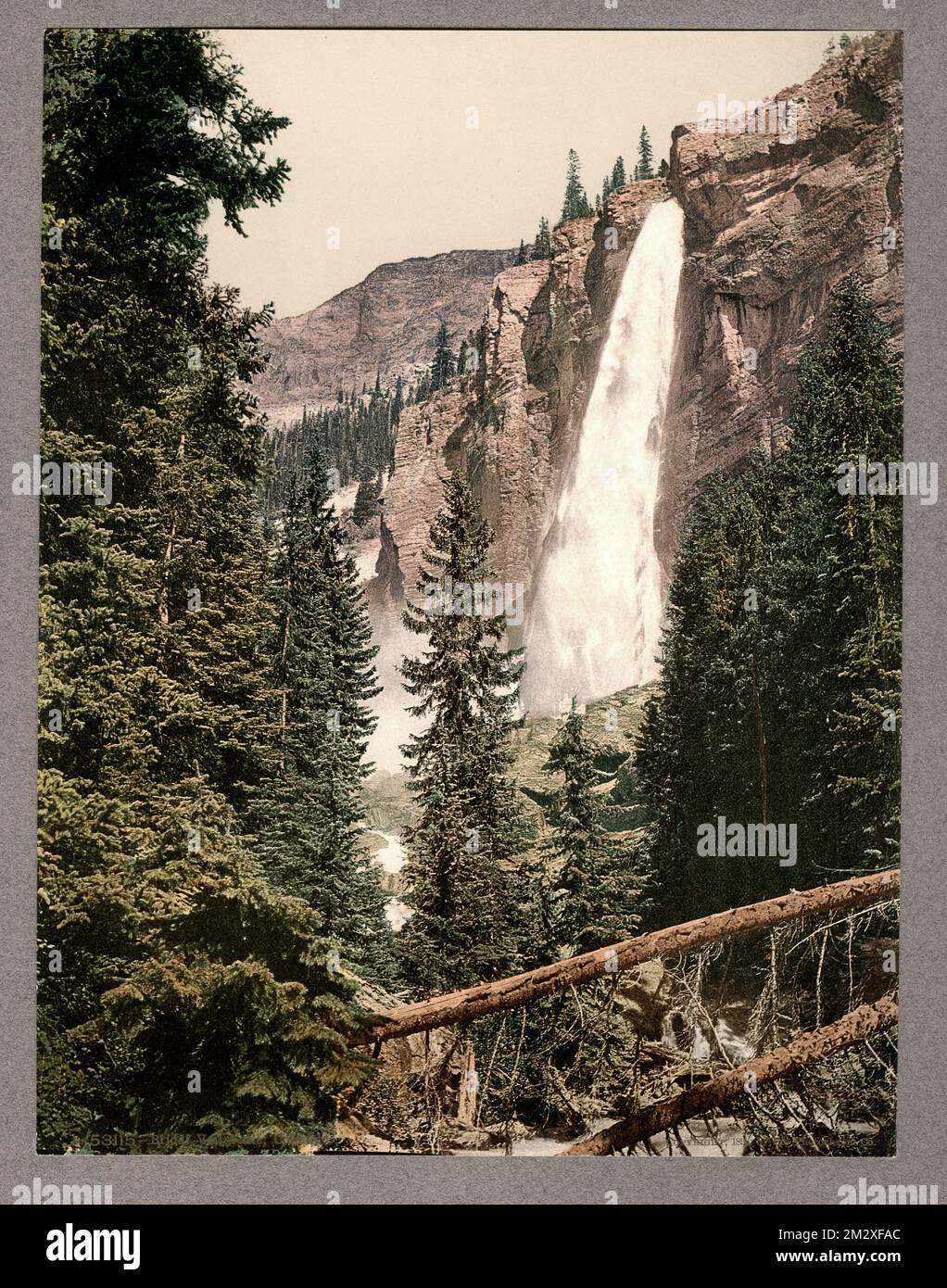 Bridal Veil Falls, cascata Yosemite, California USA photochrom, photochrome Foto Stock