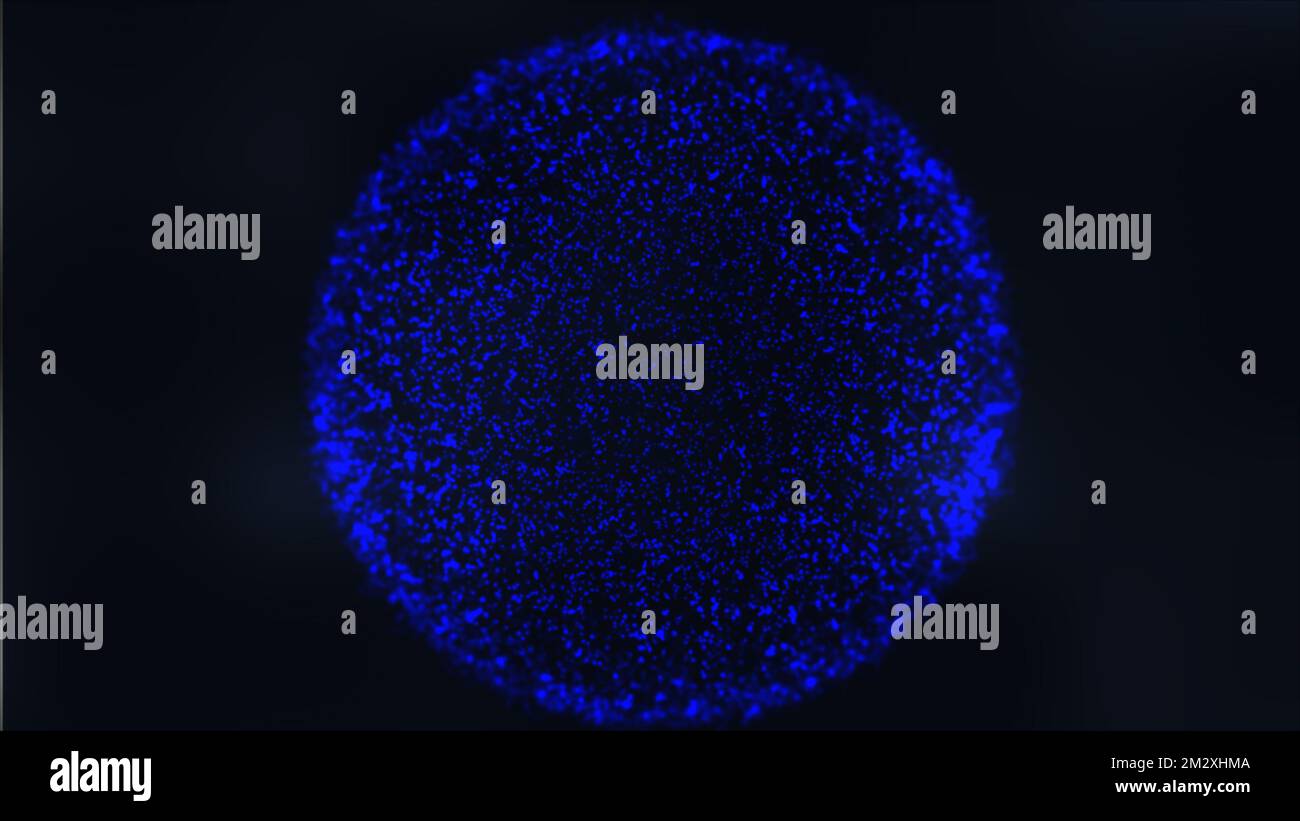 Sfera blu futuristica. Sfera con punti collegati. Banner spazio astratto. Astratto disegno a griglia 3D. Stile tecnologico. Rendering 3D. Foto Stock