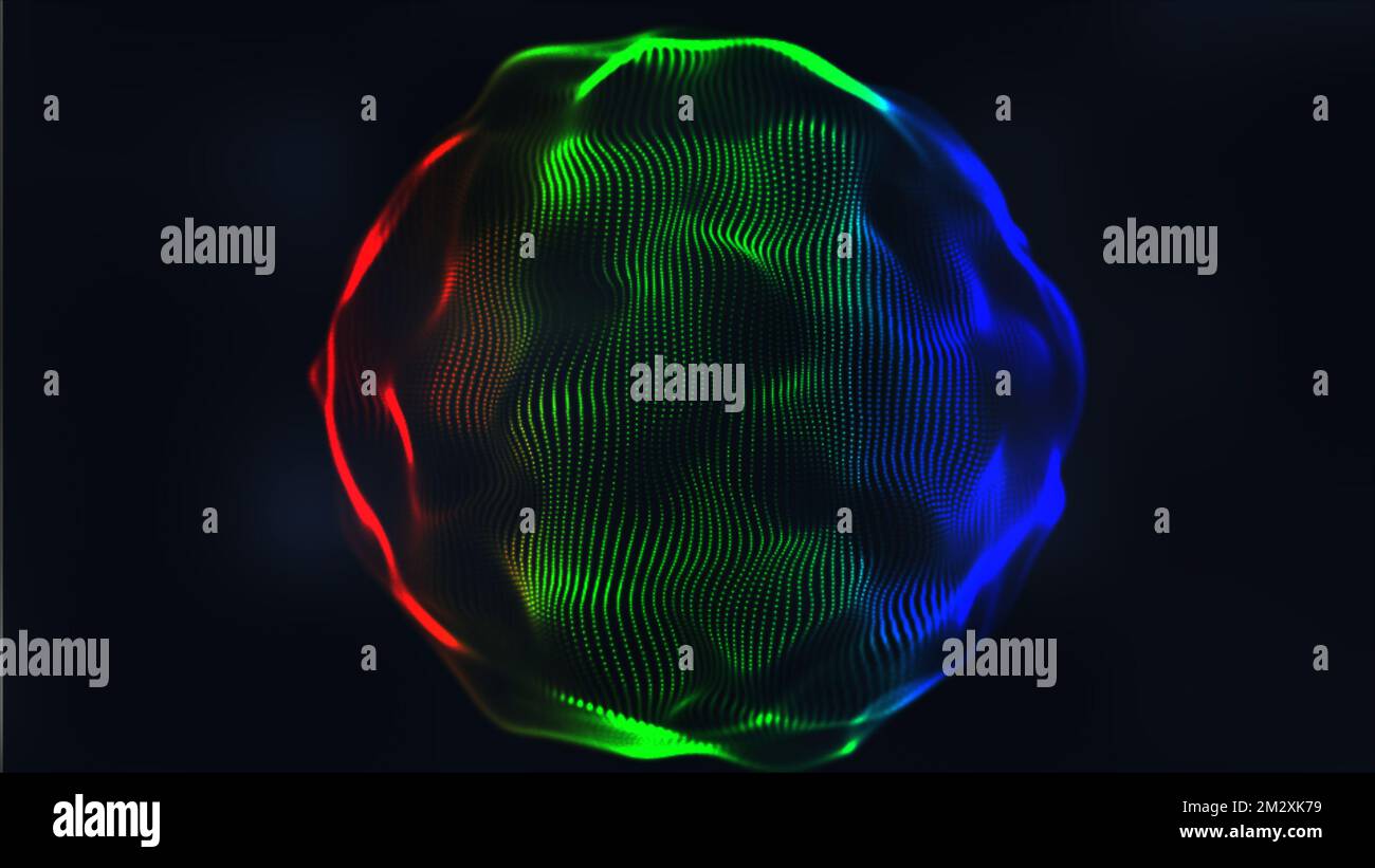 Sfera multicolore di punti. Particelle astratte sfondo con sfera. Interfaccia di globalizzazione. Senso della scienza e tecnologia grafica astratta. Foto Stock