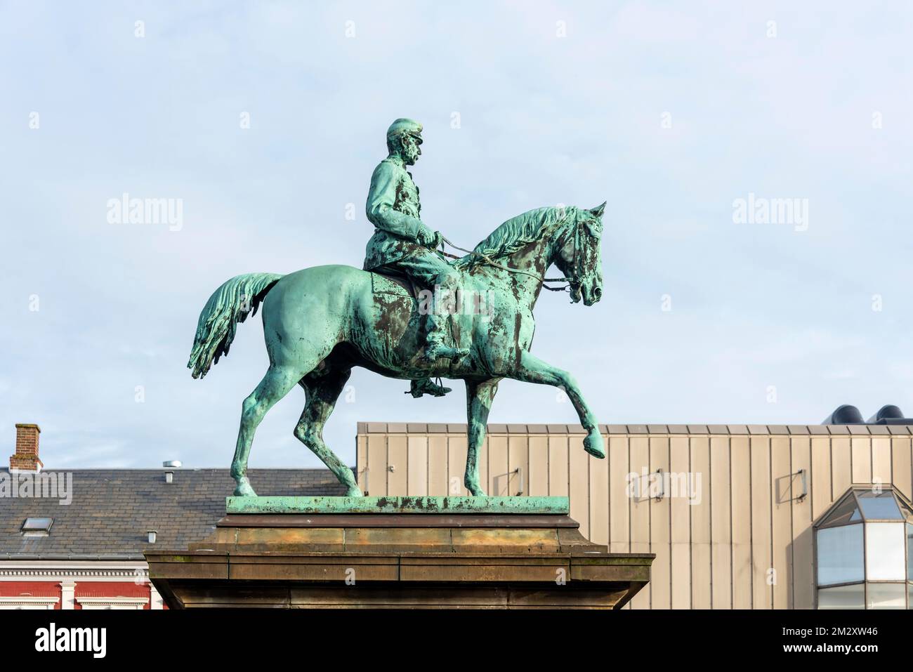 Statua equestre di Cristiano IX, Re di Danimarca dal 1863 fino alla sua morte, Esbjerg, Syddanmark, Danimarca Foto Stock