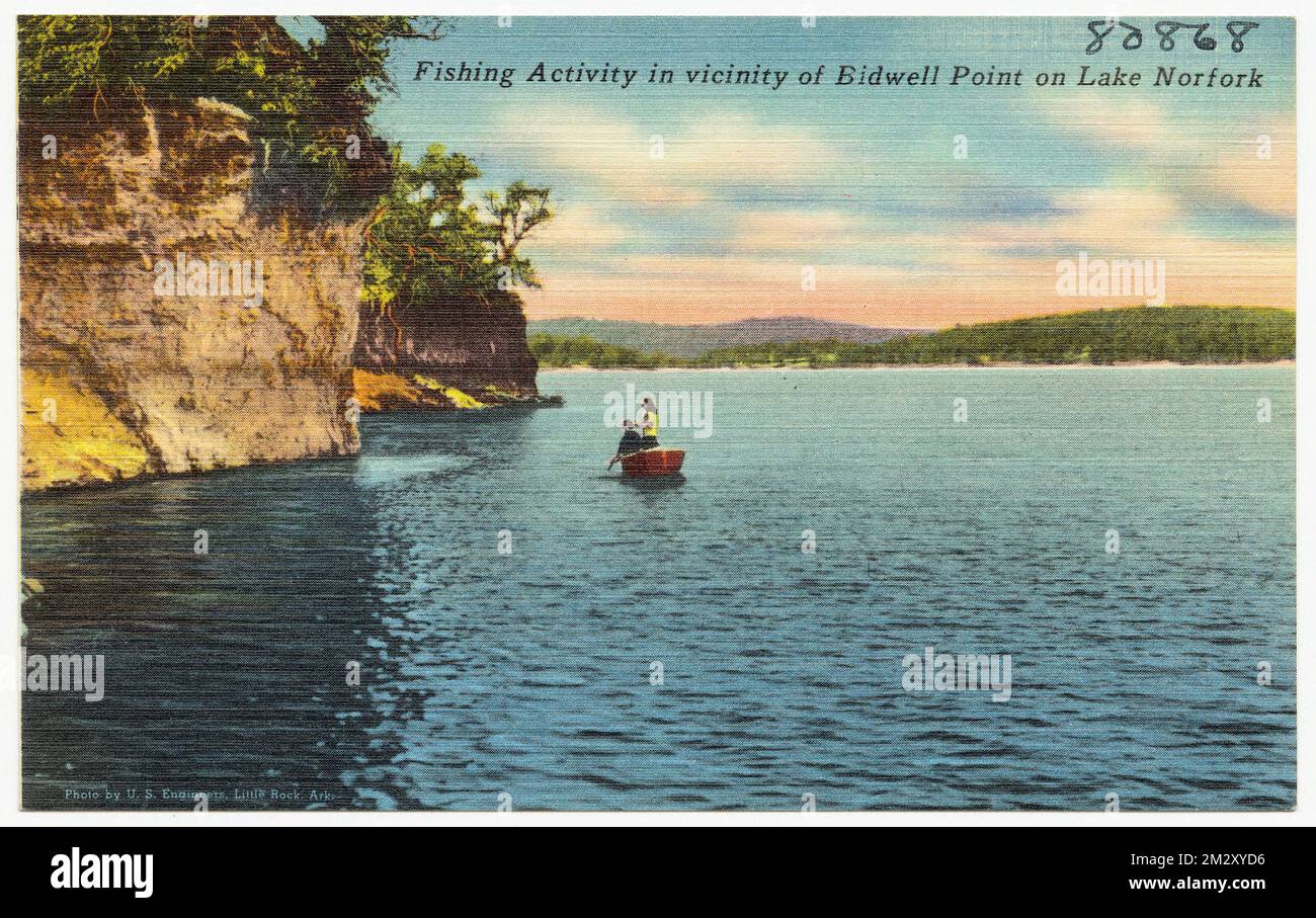 Attività di pesca nelle vicinanze di Bidwell Point sul lago Norfolk, laghi e stagni, Tichnor Brothers Collection, cartoline degli Stati Uniti Foto Stock