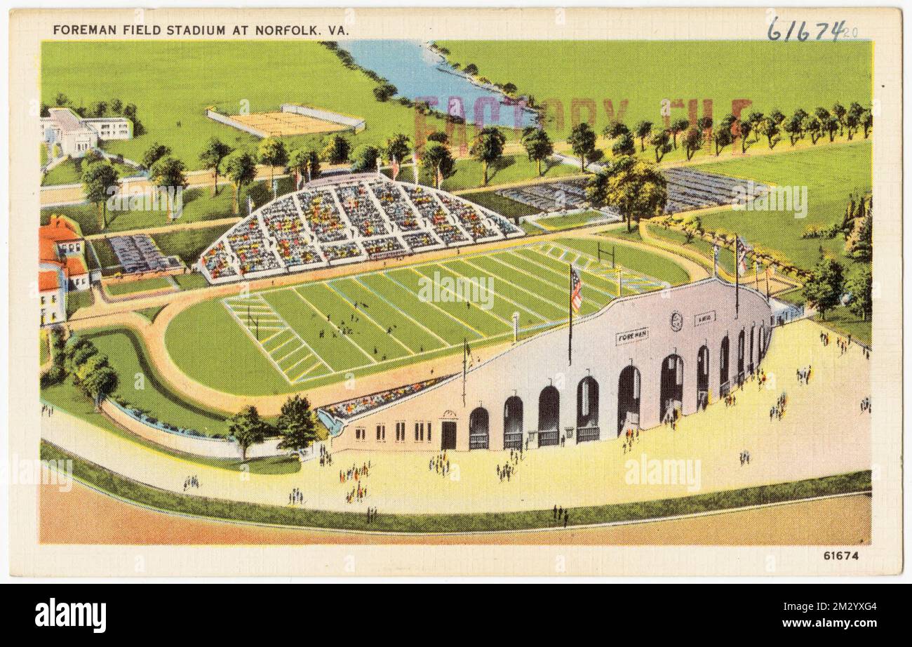 Foreman Field Stadium a Norfolk, Virginia. , Stadiums, Tichnor Brothers Collection, cartoline degli Stati Uniti Foto Stock