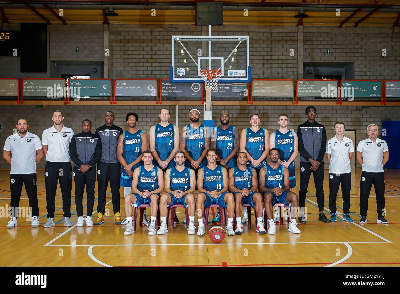 I giocatori di Bruxelles posano a una foto della squadra belga di pallacanestro Phoenix Brussels, davanti alla 2019-2020 EuroMillions League, venerdì 06 settembre 2019 a Bruxelles. FOTO DI BELGA BRUNO FAHY Foto Stock