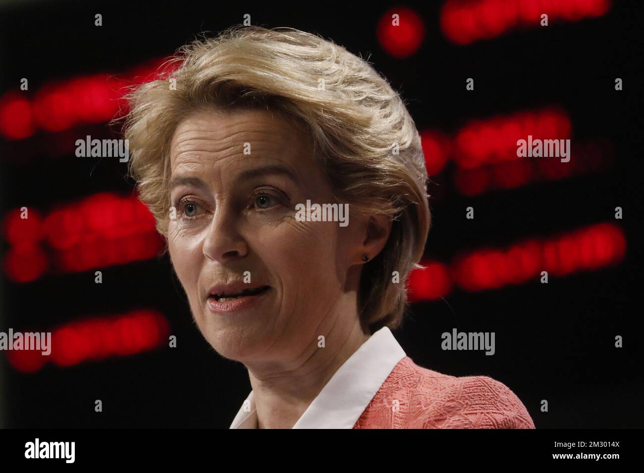 Il futuro Presidente della Commissione europea Ursula von der Leyen ha illustrato nel corso di una conferenza stampa del futuro presidente della Commissione europea, presso la sede della Commissione europea, a Bruxelles, martedì 10 settembre 2019. Von der Leyen presenta i membri della nuova commissione che inizierà il 01 novembre. FOTO DI BELGA THIERRY ROGE Foto Stock