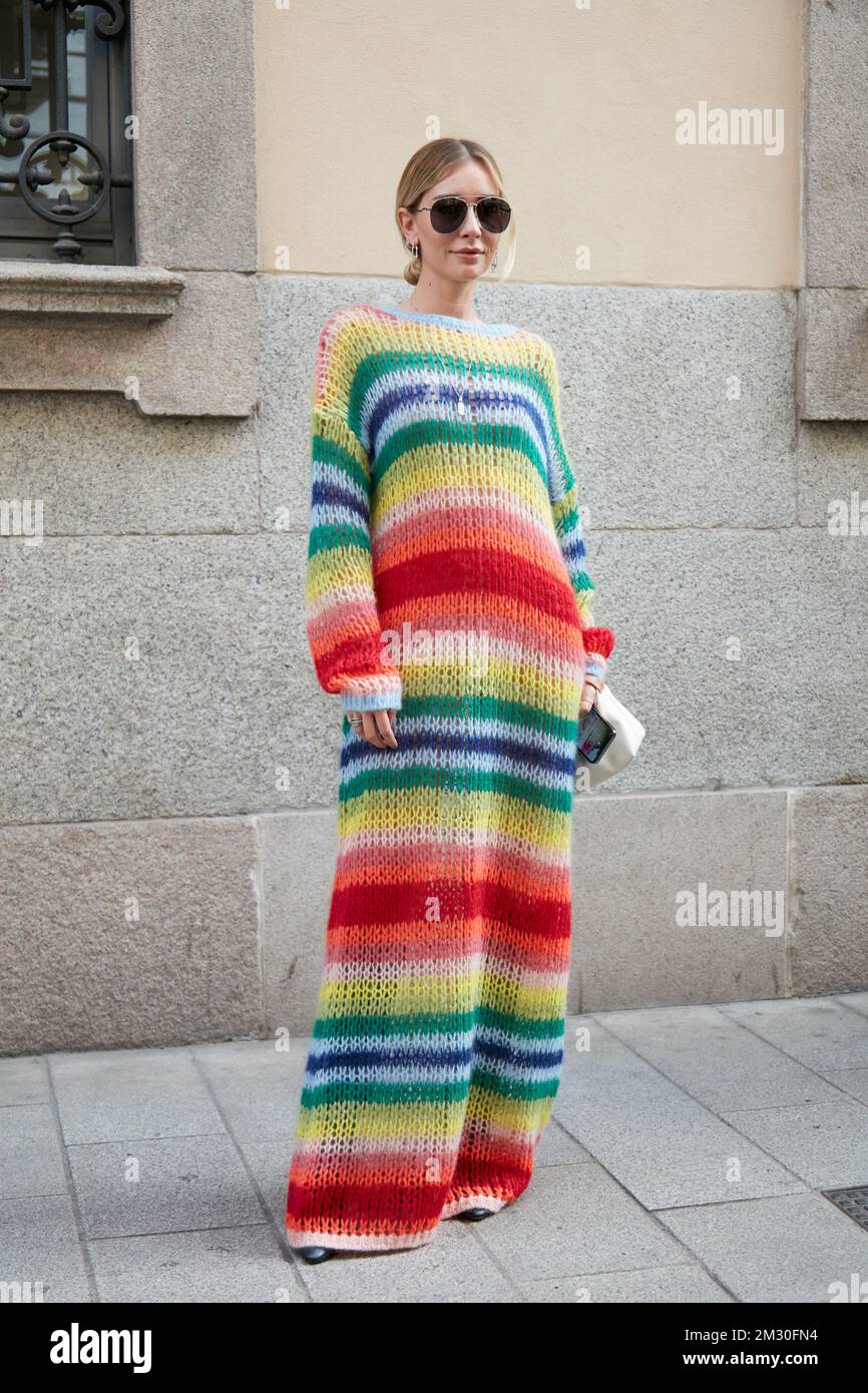 MILANO, ITALIA - 22 SETTEMBRE 2022: Chiara Capitani prima della sfilata Dsquared2, Milano Fashion Week Street Style Foto Stock