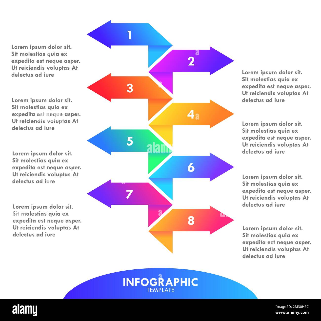 Disegno di modello di grafico infografico a freccia colorata Illustrazione Vettoriale