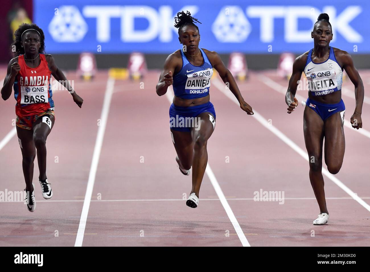 Il Teahna Daniels DI US ha mostrato in azione durante il terzo giorno dei Campionati Mondiali di Atletica IAAF a Doha, Qatar, domenica 29 settembre 2019. I Mondi si svolgono dal 27 settembre al 6 ottobre. FOTO DI BELGA DIRK WAEM Foto Stock