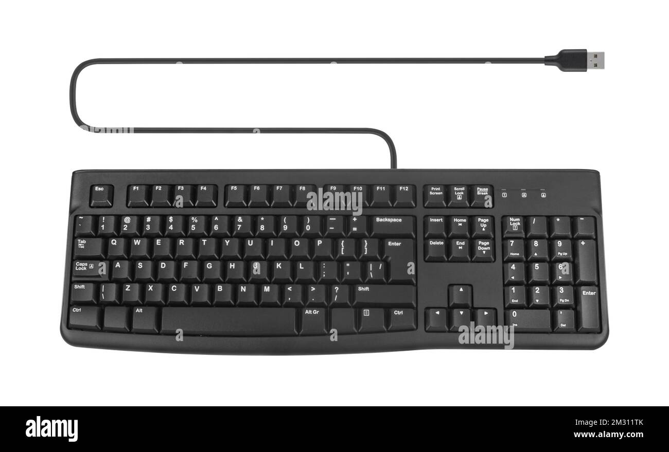 tastiera per computer, isolata su sfondo bianco Foto Stock