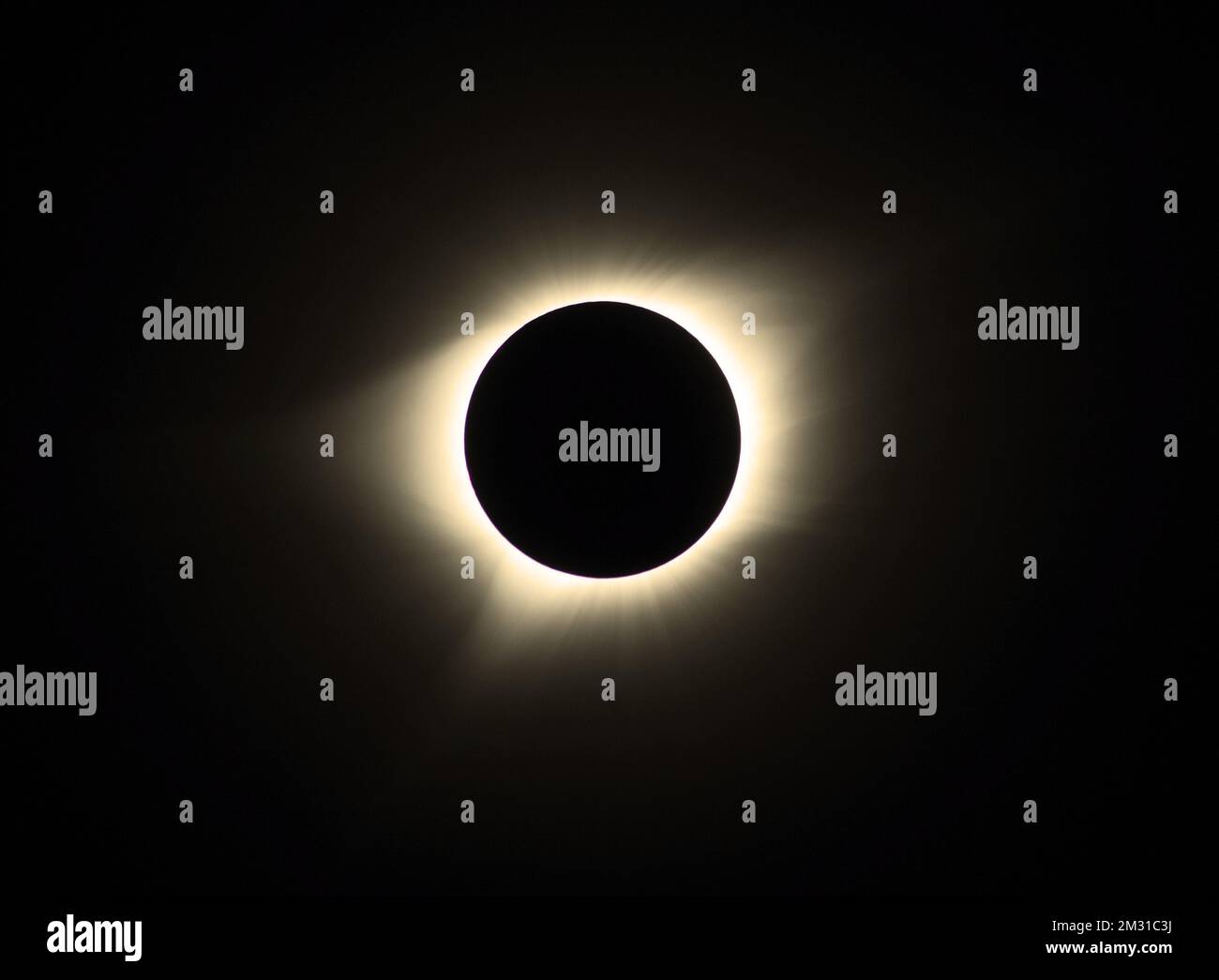 Eclissi solare del 21 agosto 2017. La corona, una regione del Sole vista solo dalla Terra quando la Luna blocca il volto luminoso del Sole durante le eclissi solari totali. La corona contiene le risposte a molte delle domande più importanti degli scienziati sull'attività e sui processi del Sole. Questa foto è stata scattata durante l'eclissi solare totale il 21 agosto 2017 da Oregon, USA Credit: NASA/Golpalswamy Foto Stock