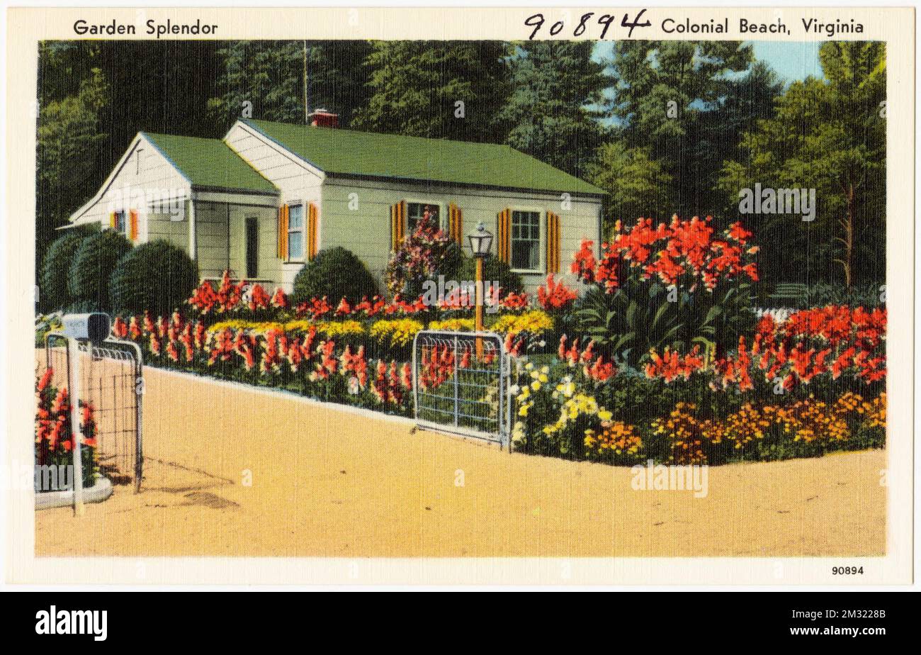 Giardino splendore, Colonial Beach, Virginia , Case, Tichnor Brothers Collection, Cartoline degli Stati Uniti Foto Stock