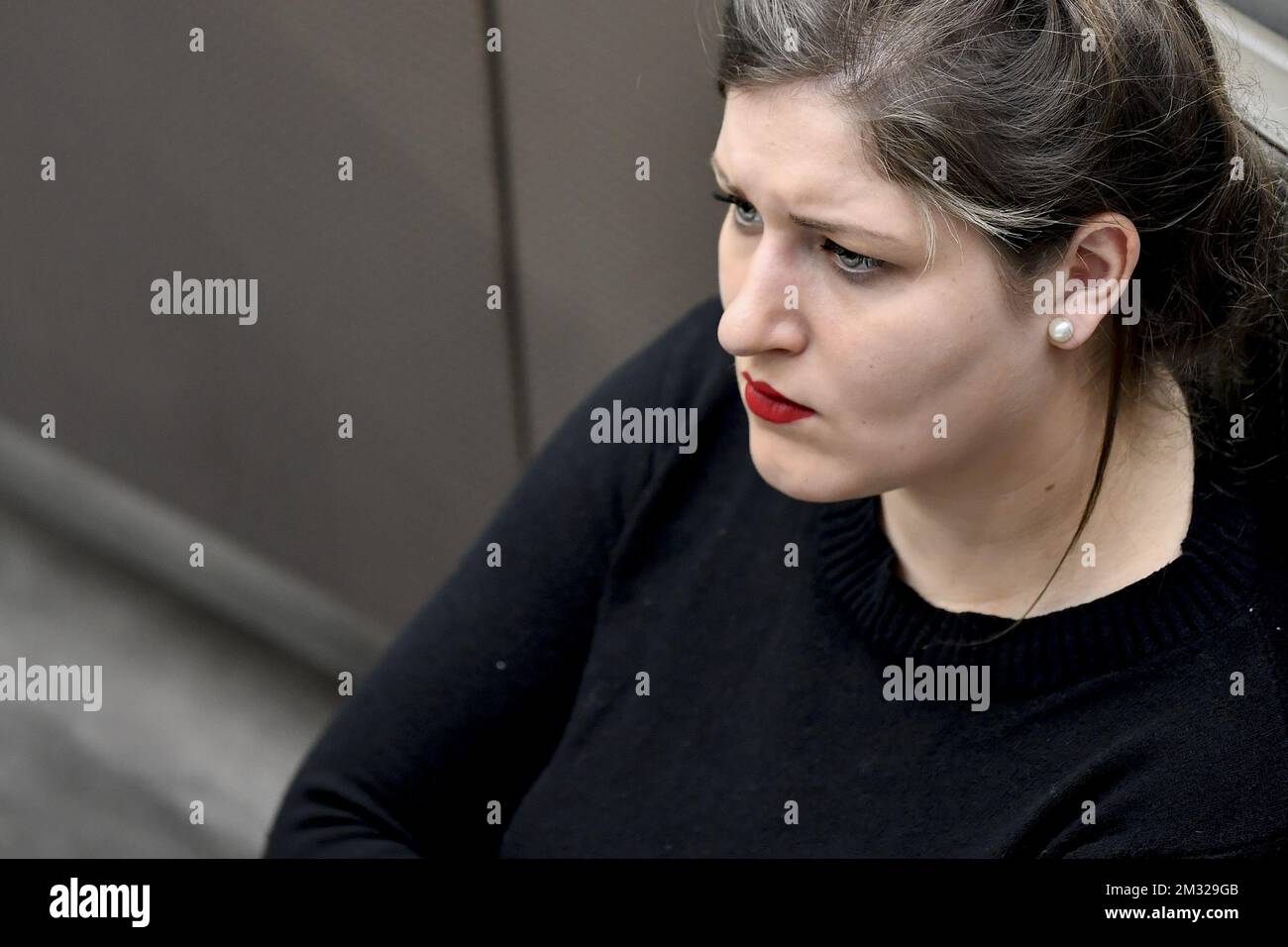 Adeline Blancquaert di Vlaams Belang, nella foto, durante una sessione plenaria del Parlamento fiammingo a Bruxelles, mercoledì 05 febbraio 2020. FOTO DI BELGA DIRK WAEM Foto Stock