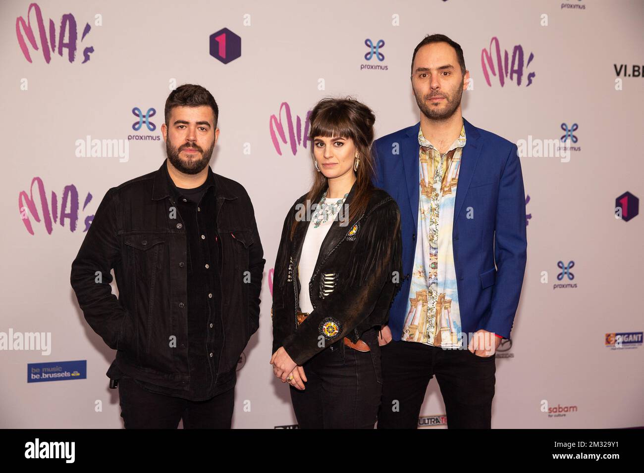 Band Brutus, con Stefanie Mannaerts, Stijn Vanhoegaerden e Peter Mulders nella foto della 13th edizione del premio mia (Music Industry Award), che si terrà a Bruxelles giovedì 06 febbraio 2020. I premi mia sono consegnati da VRT e Poppunt. FOTO DI BELGA JAMES ARTHUR GEKIERE Foto Stock