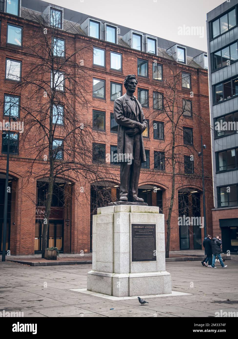 Scultura di Abraham Lincoln a Manchester. Foto Stock