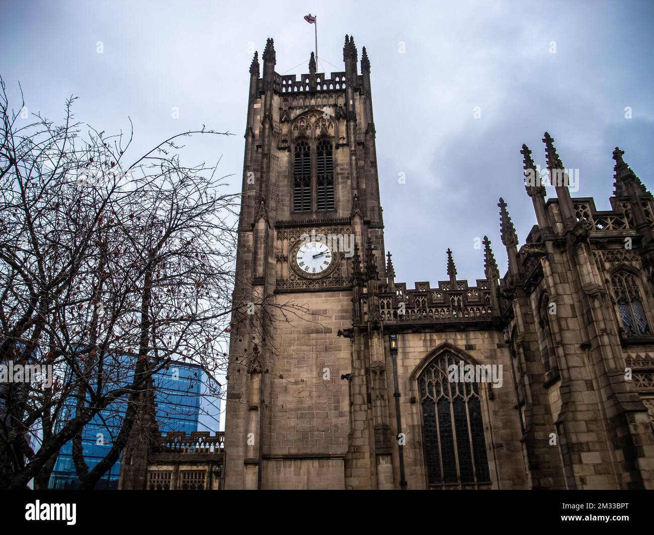 La Cattedrale di Manchester dall'esterno. Foto Stock