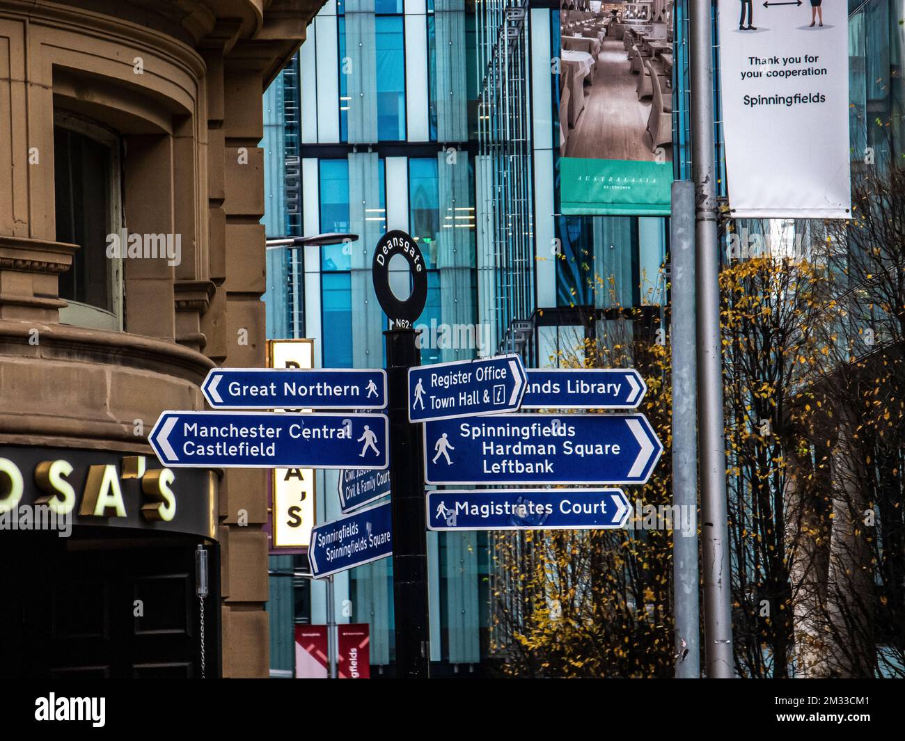 Indicazioni per le strade di Manchester. Foto Stock