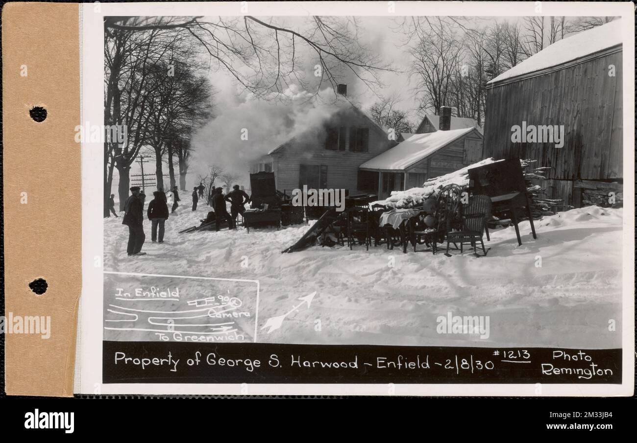 George S. Harwood, casa, Enfield, Mass., 8 febbraio, 1930 : Parcel no 269-26, ora Harriet R. Anderson , opere d'acqua, serbatoi strutture di distribuzione idrica, immobili, strutture residenziali, incendi eventi Foto Stock