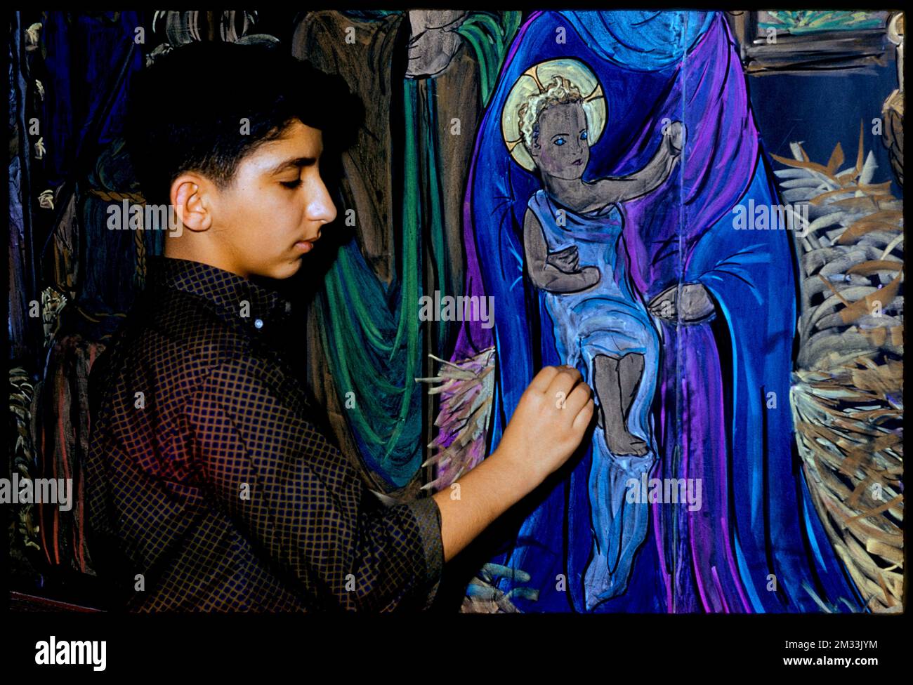 George Stavarino 7th disegno di grado su Natale , disegni, Madonne, Vacanze, Natale. Collezione Edmund L. Mitchell Foto Stock