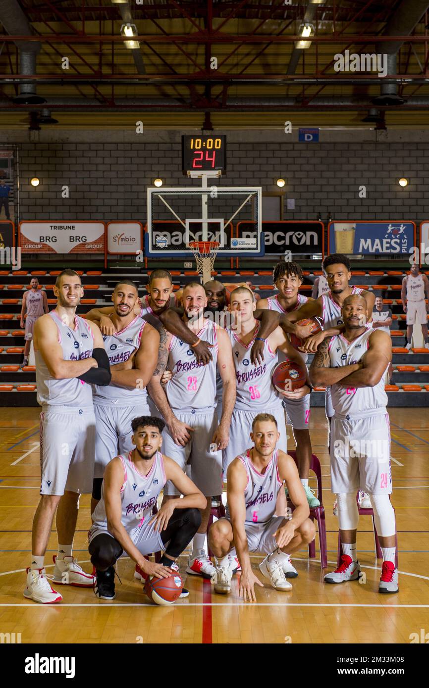 I giocatori di Bruxelles posano a una foto della squadra belga di pallacanestro Phoenix Brussels, davanti alla 2020-2021 EuroMillions League, venerdì 09 ottobre 2020 a Bruxelles. FOTO DI BELGA JASPER JACOBS Foto Stock