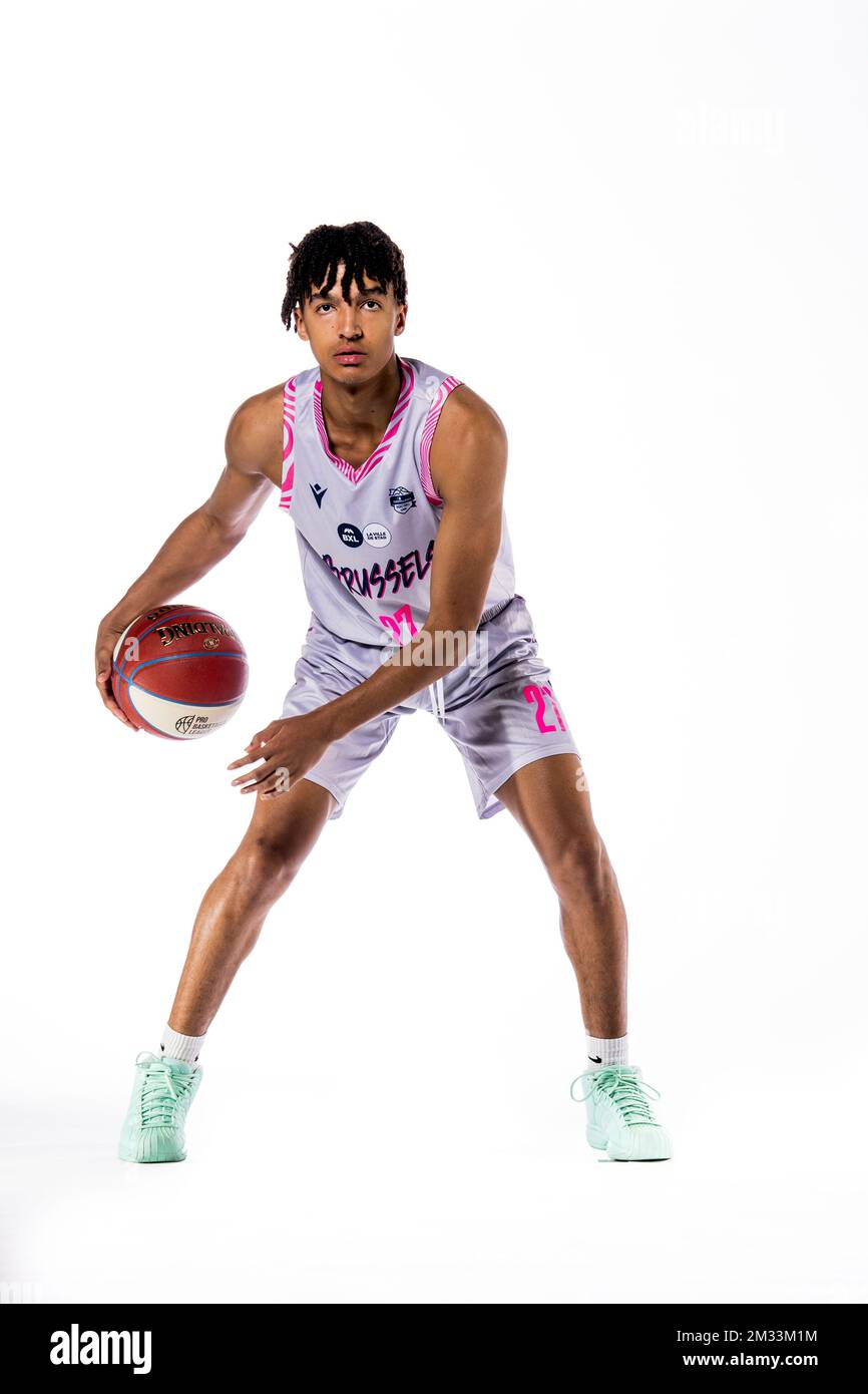 Sean Pouedet si presenta ad un photoshoot della squadra belga di pallacanestro Phoenix Bruxelles, davanti alla 2020-2021 EuroMillions League, venerdì 09 ottobre 2020 a Bruxelles. FOTO DI BELGA JASPER JACOBS Foto Stock