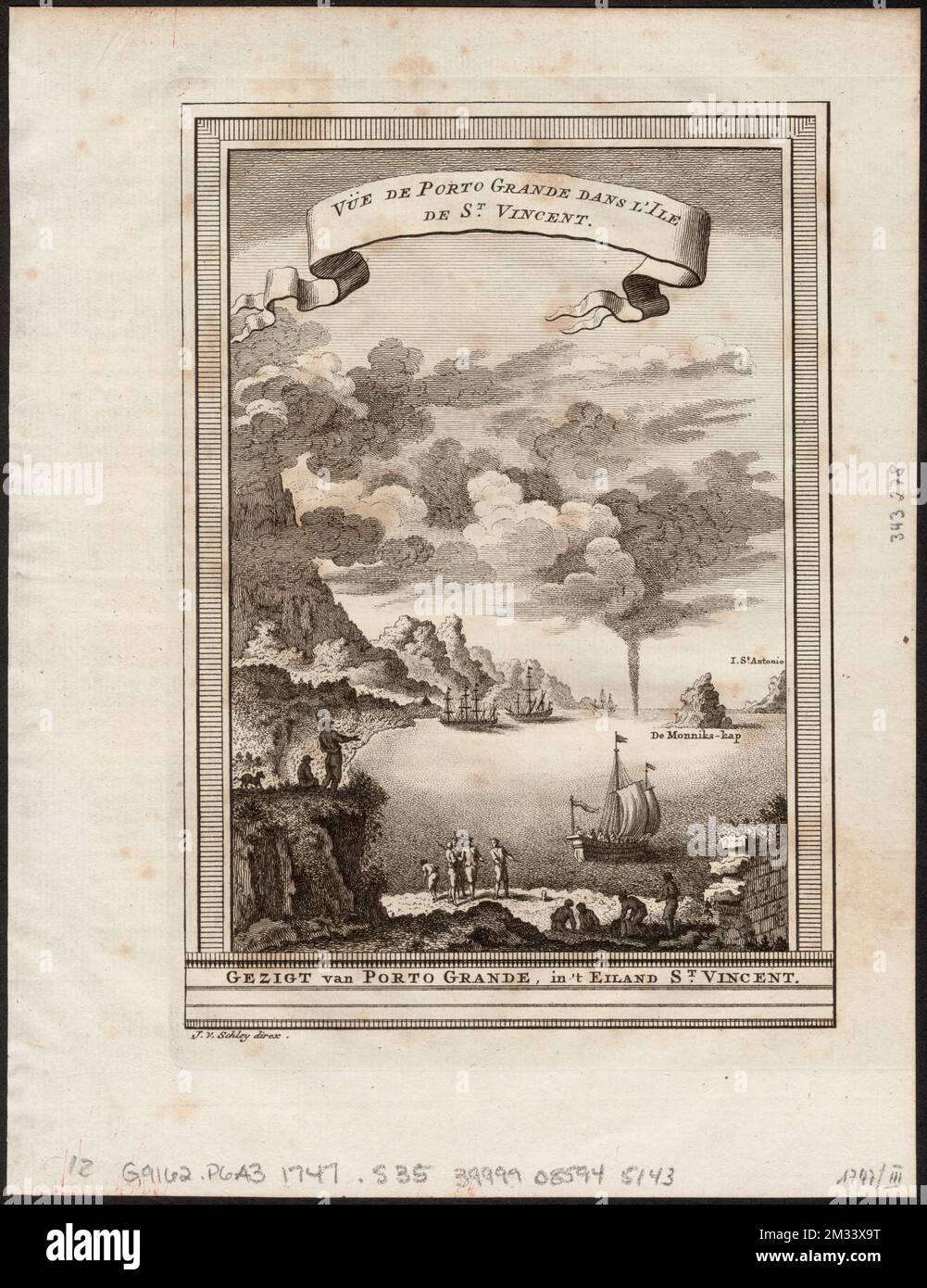 Gezigt van Porto Grande, in 't eiland St. Vincent - Vüe de Porto Grande dans l'ile de St Vincent , Porto Grande Cabo Verde, opere pittoriche, prime opere del 1800 Norman B. Leventhal Map Center Collection Foto Stock