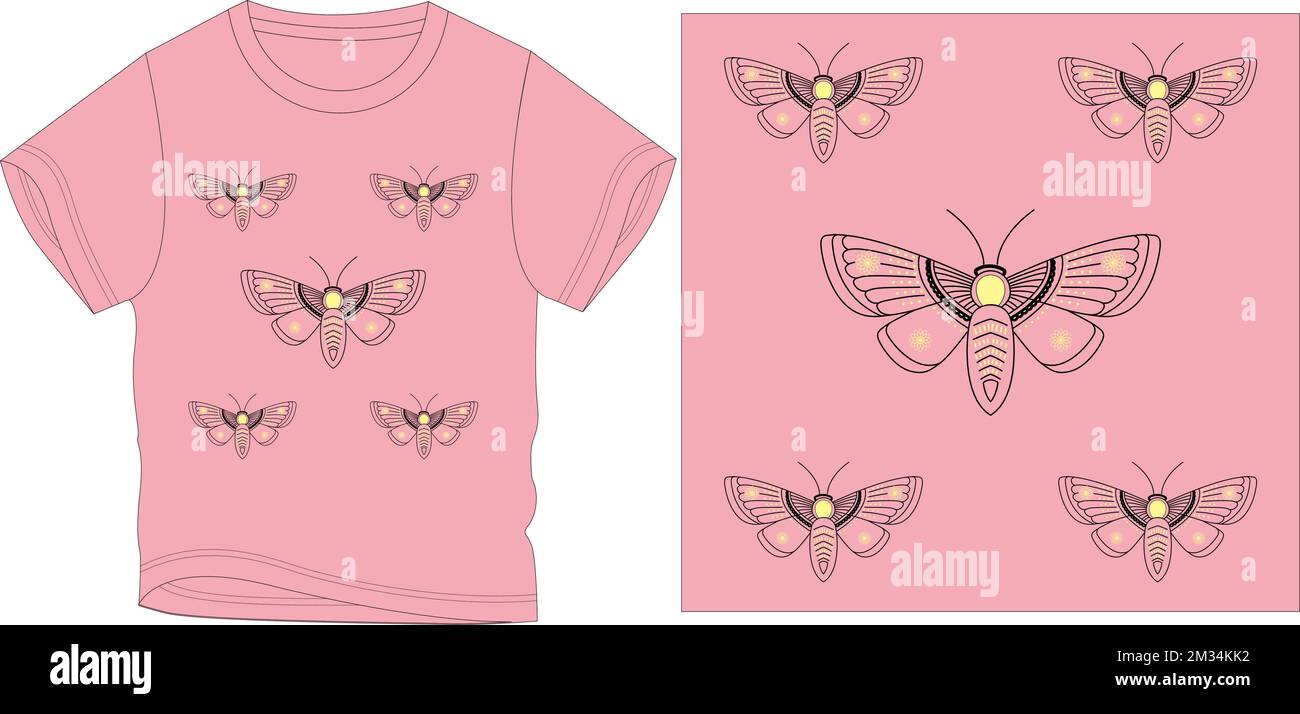 mini farfalla t shirt grafica disegno vettoriale illustrazione file digitale Illustrazione Vettoriale