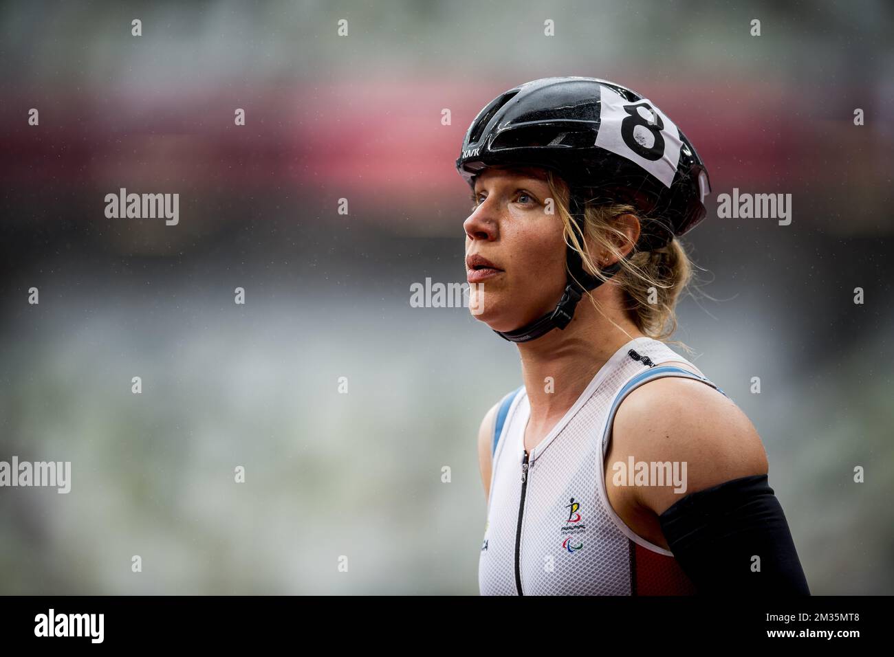 L'atleta belga Joyce Lefevre ha illustrato dopo la finale dell'evento di atletica femminile del 800m T34 nell'undici° giorno dei Giochi Paralimpici di Tokyo del 2020, sabato 04 settembre 2021, a Tokyo, Giappone. I Giochi paralimpici si svolgono dal 24 agosto al 5 settembre. FOTO DI BELGA JASPER JACOBS Foto Stock