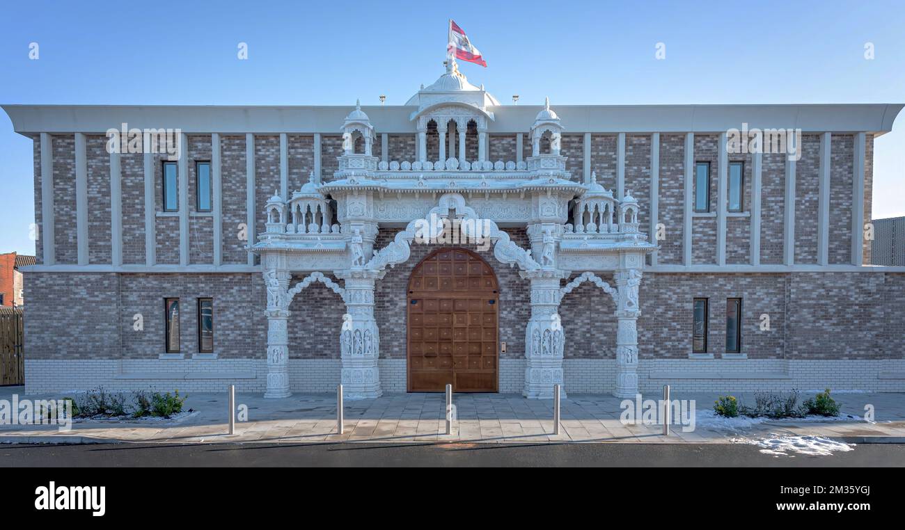 Swaminarayan Hindu tempio Oldham preso il 14 dicembre 2022. Shree Swaminarayan Mandir tempio. Foto Stock