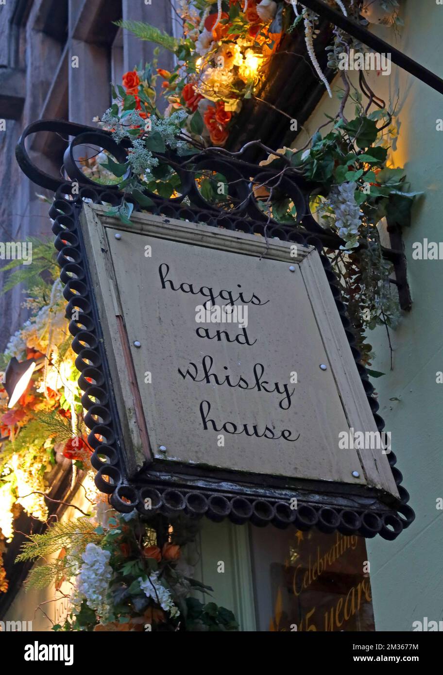 Haggis & Whisky House, sala da pranzo Arcade, cibo scozzese reale, Edinburgh Royal Mile, 48 Cockburn St, Jackson Close, Edimburgo EH1 1PB Foto Stock