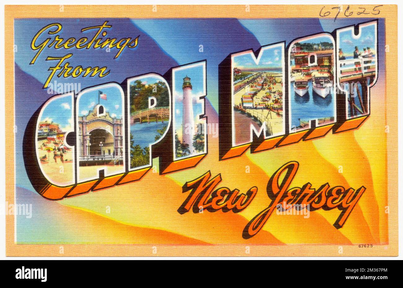 Saluti da Cape May, New Jersey, Tichnor Brothers Collection, cartoline degli Stati Uniti Foto Stock