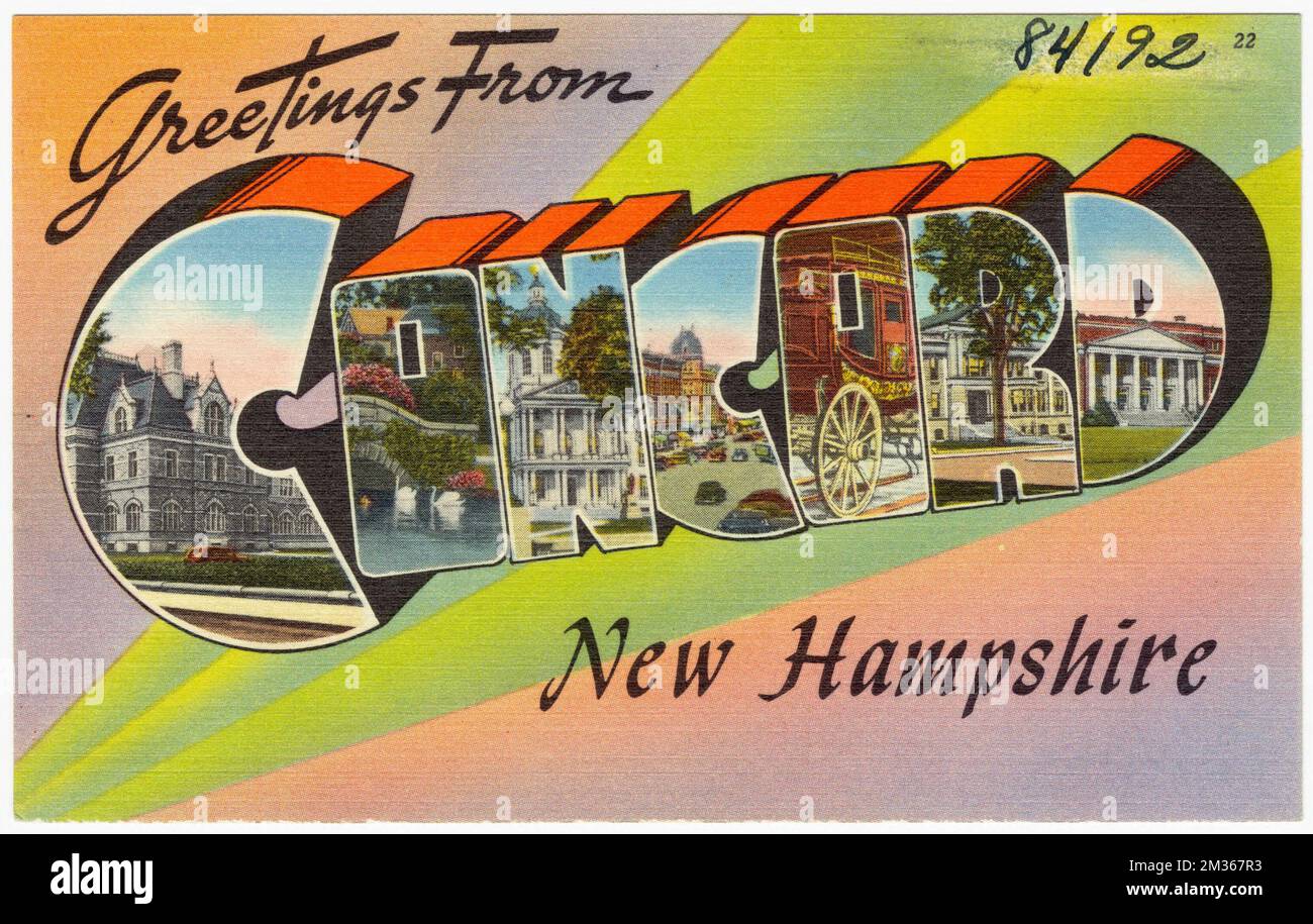 Saluti da Concord, New Hampshire, Tichnor Brothers Collection, cartoline degli Stati Uniti Foto Stock