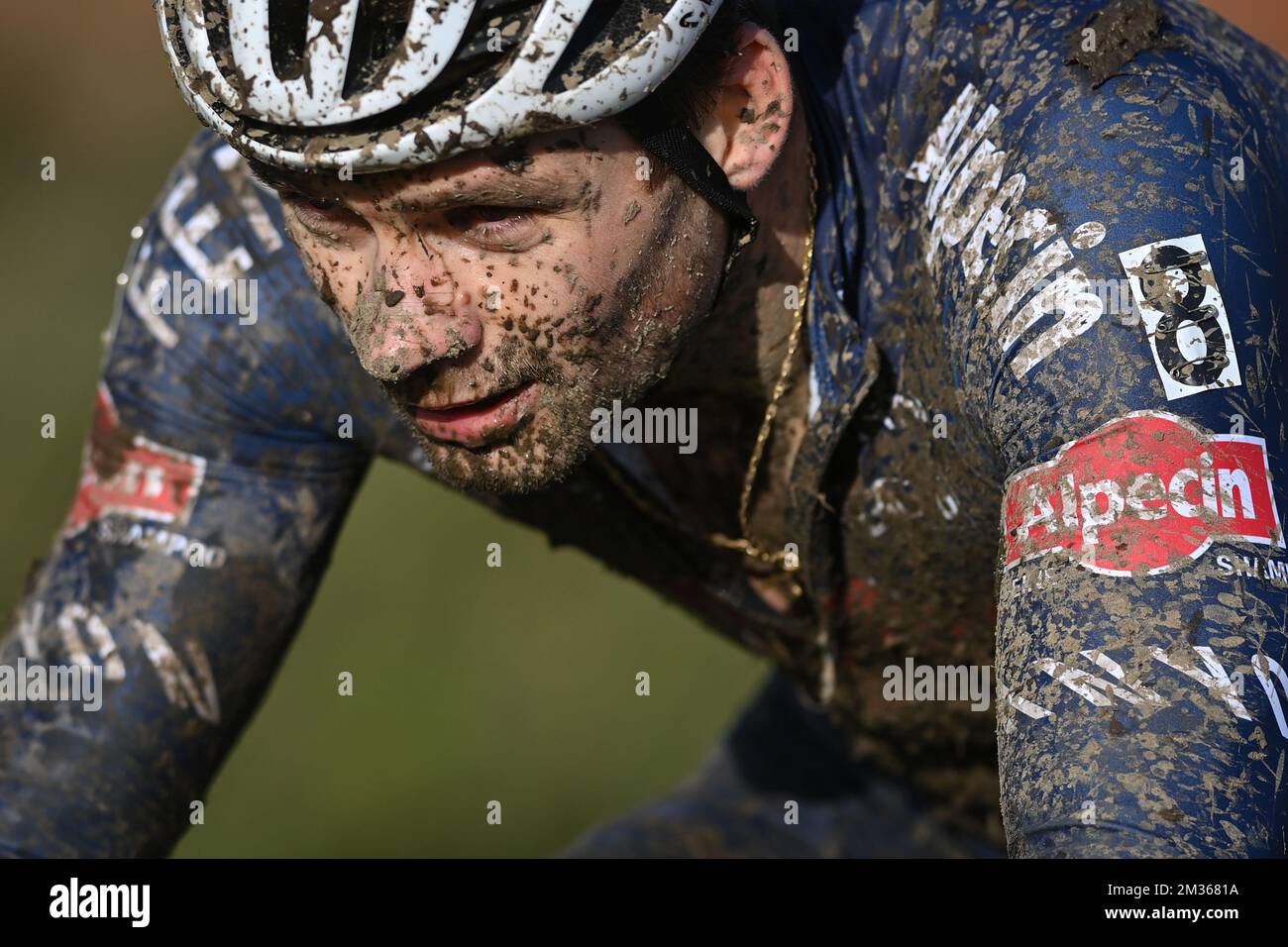 L'olandese David Van Der Poel ha mostrato in azione durante la corsa d'élite maschile del Kermiscross ciclocross evento ad Ardoie, giovedì 21 ottobre 2021. FOTO DI BELGA DAVID STOCKMAN Foto Stock