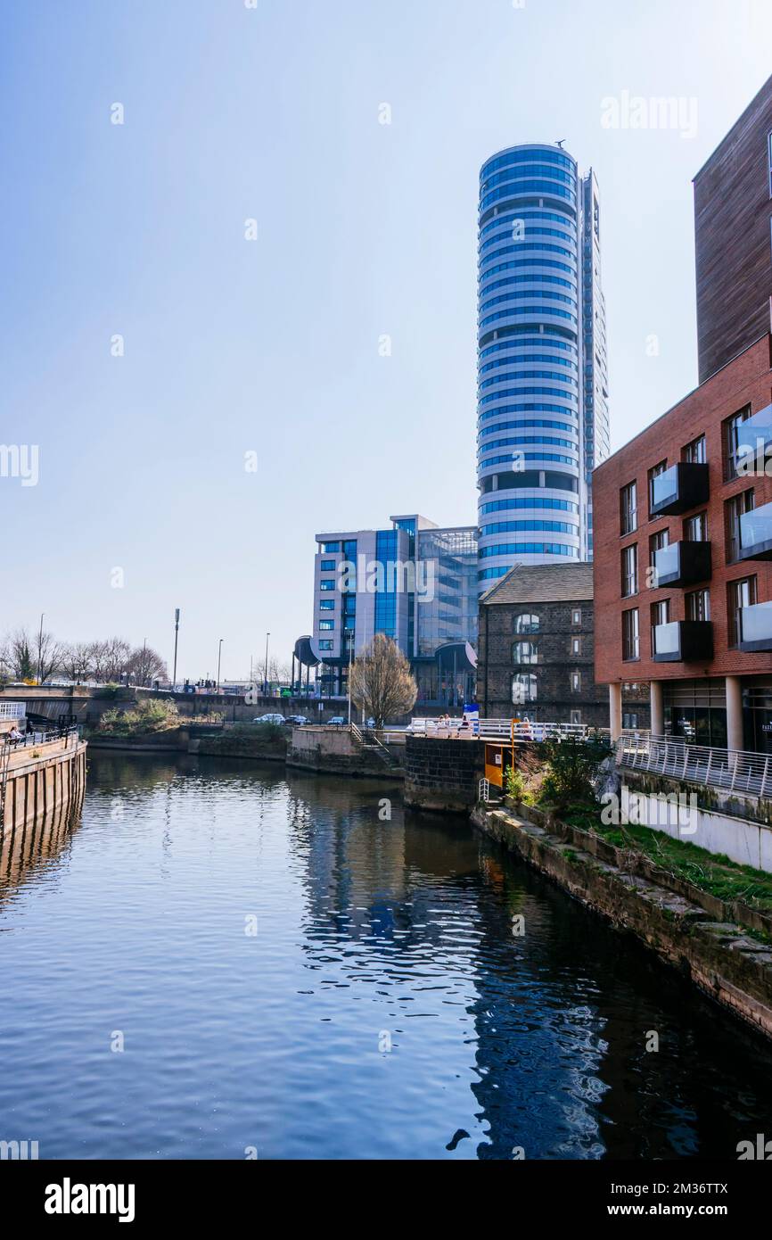 Bridgewater posto visto da Granary Warf. Leeds, West Yorkshire, Yorkshire e Humber, Inghilterra, Regno Unito, Europa Foto Stock