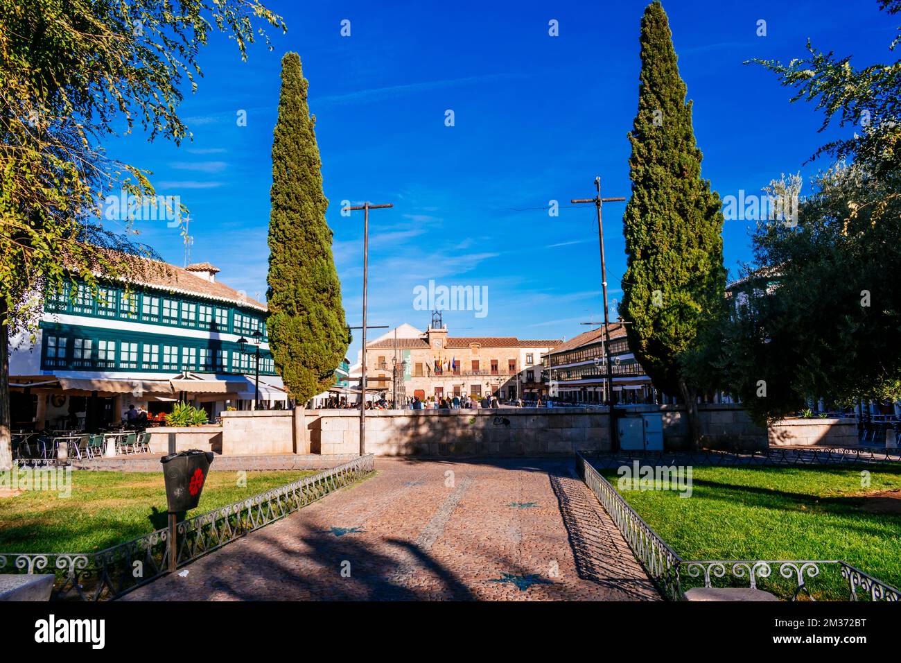 Plaza Mayor, Piazza principale, in Almagro, Ciudad Real, Castila la Mancha, Spagna, Europa Foto Stock