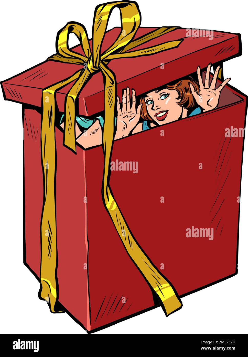 donna moglie scatola regalo rosso natale o compleanno. acquisto a sorpresa,  vendita vacanze Immagine e Vettoriale - Alamy