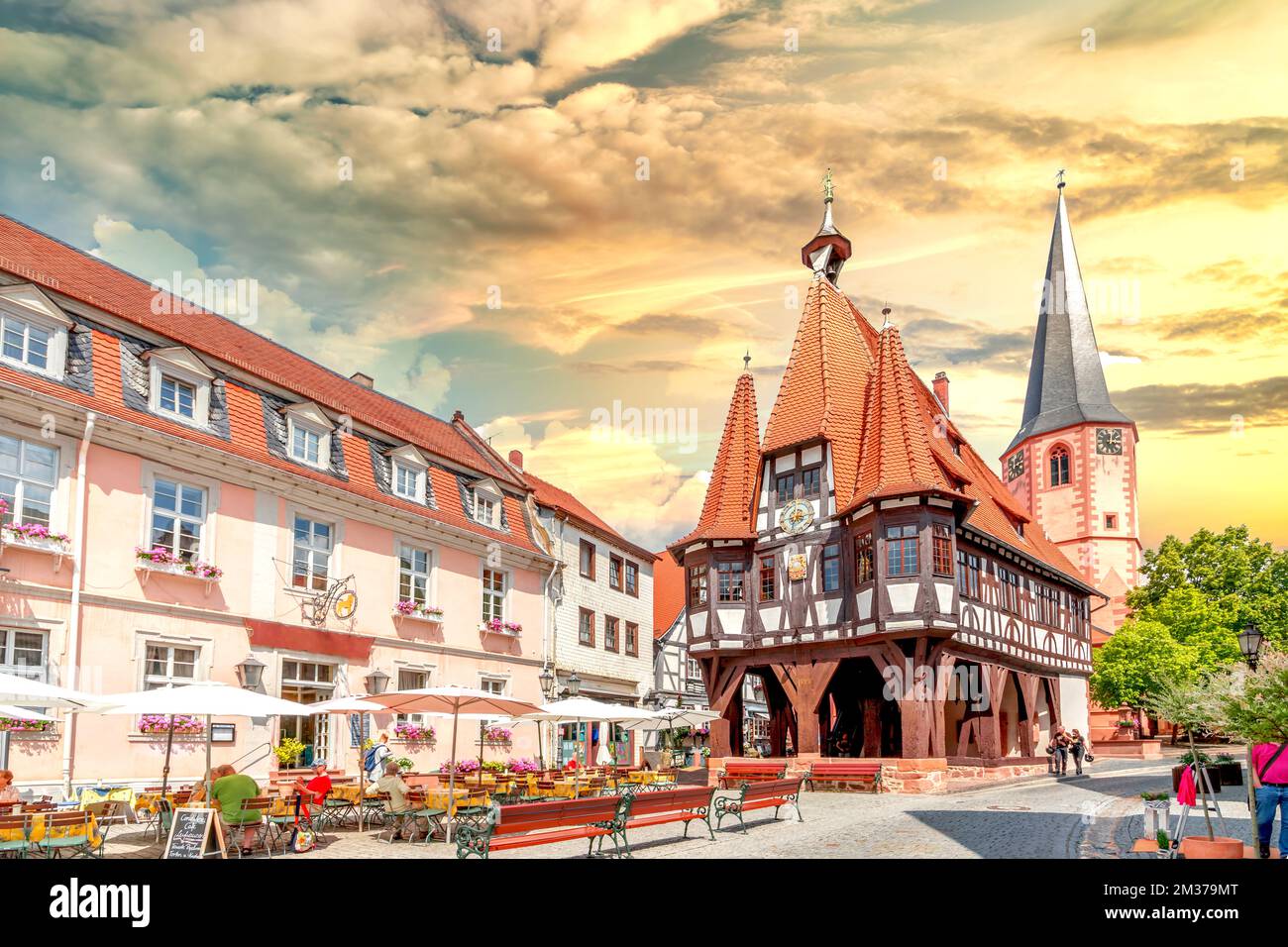 Città vecchia di Michelstadt, Assia, Germania Foto Stock