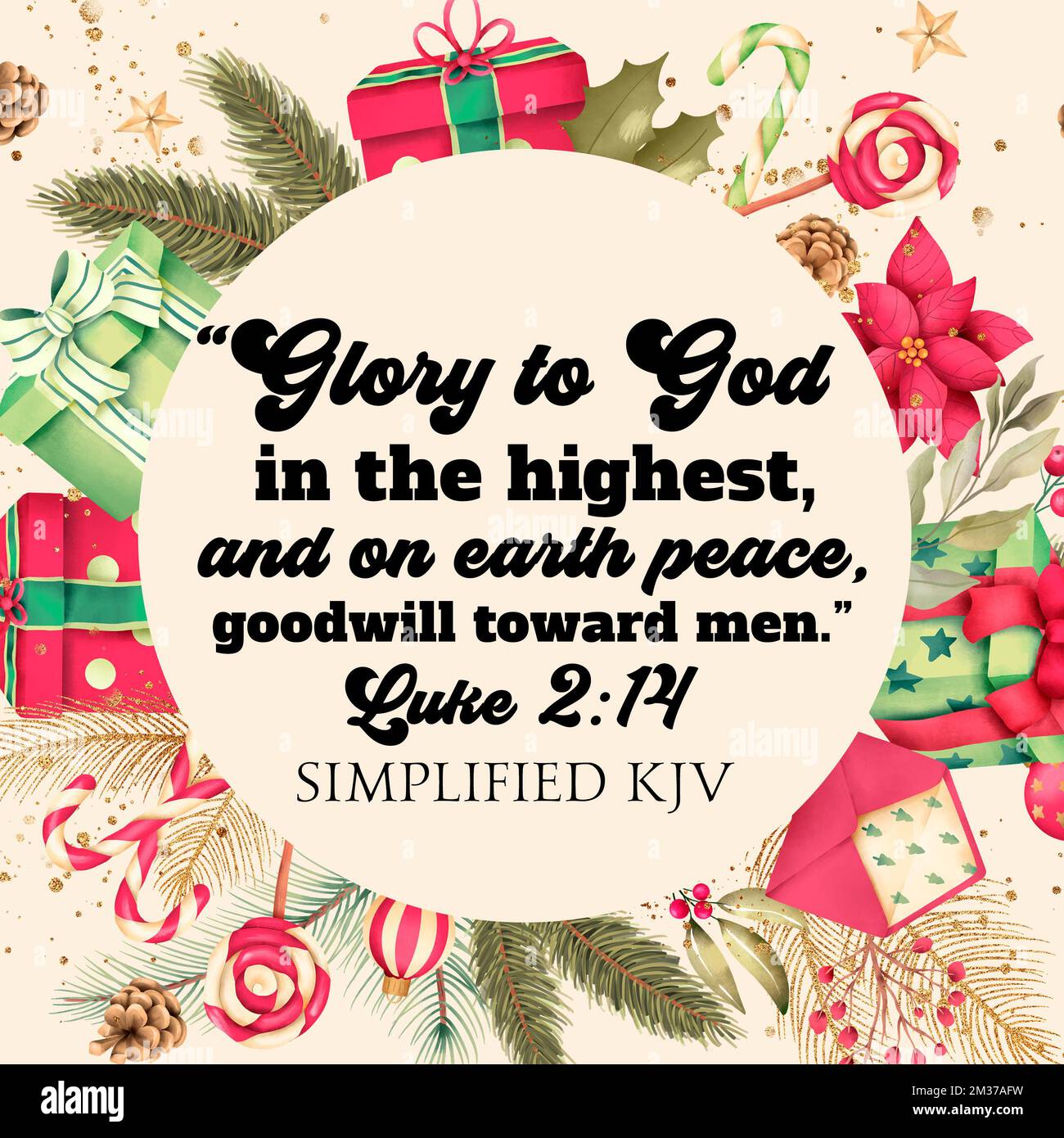 Gloria a Dio nel più alto, e sulla terra la pace, la buona volontà verso gli uomini Foto Stock