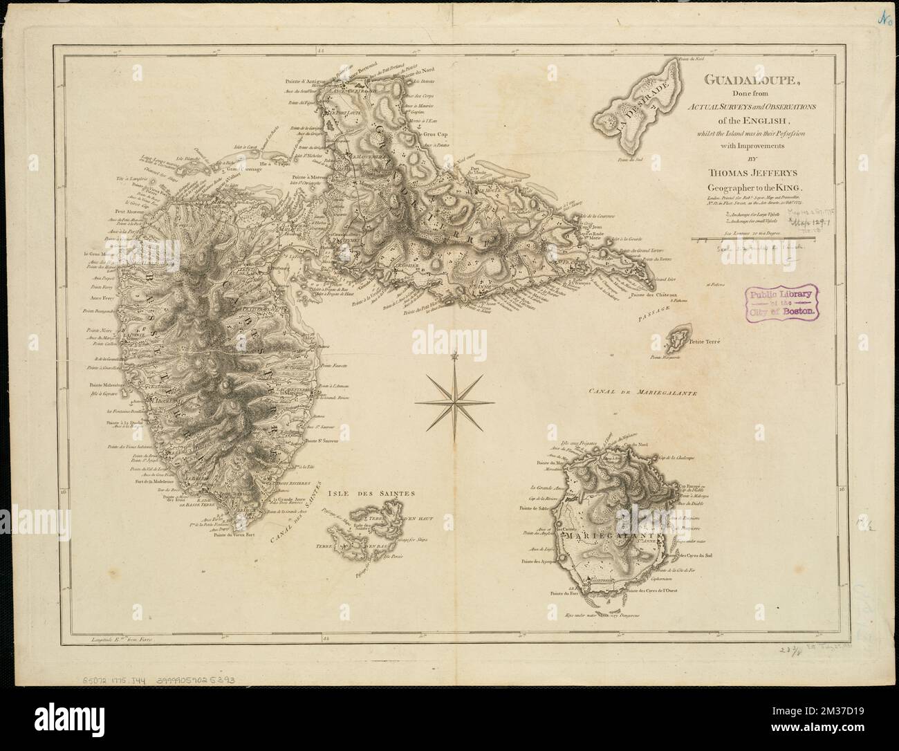Guadalupa, fatto dalle indagini e dalle osservazioni reali degli inglesi: Mentre l'isola era in loro possesso, Guadalupa, carte, prime opere al 1800, Marie-Galante Guadalupa, carte, prime opere al 1800 Norman B. Leventhal Map Center Collection Foto Stock