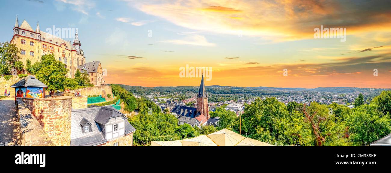 Vista su Marburg an der Lahn, Hessen, Germania Foto Stock