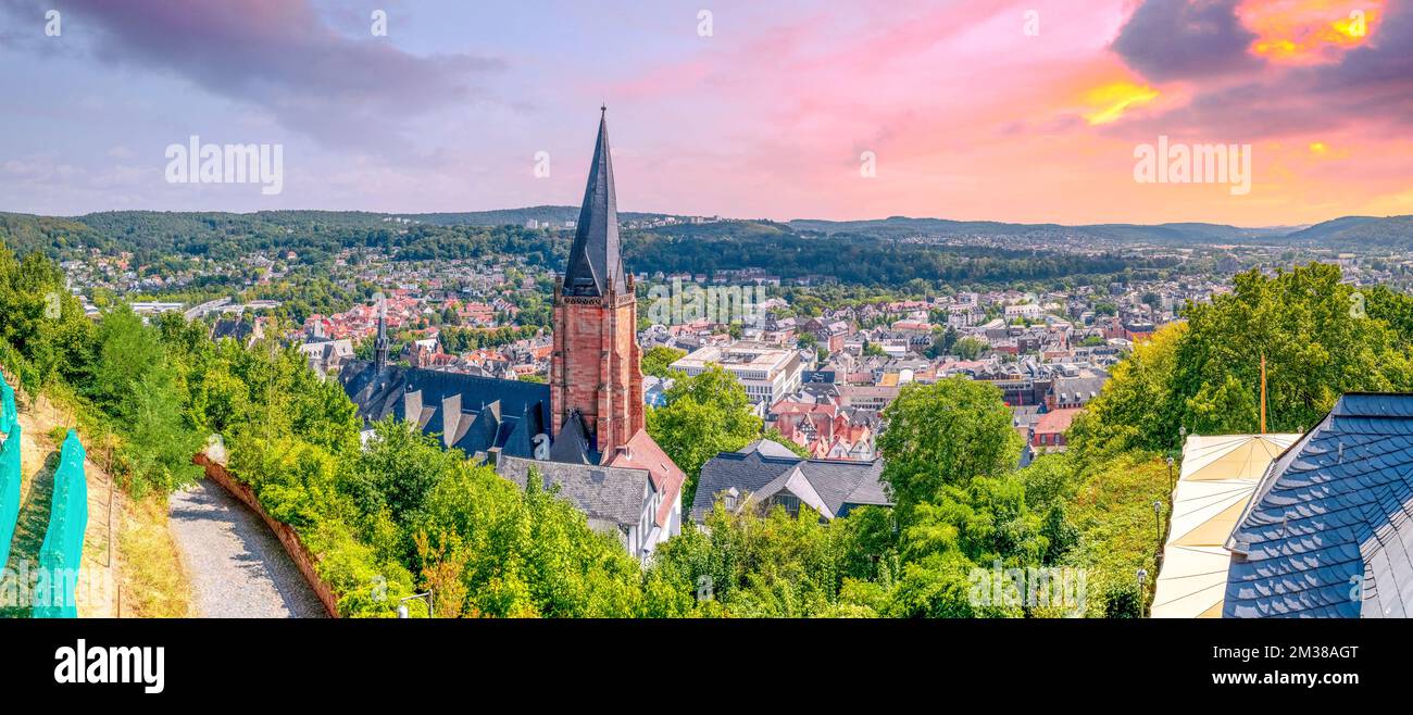 Vista su Marburg an der Lahn, Hessen, Germania Foto Stock